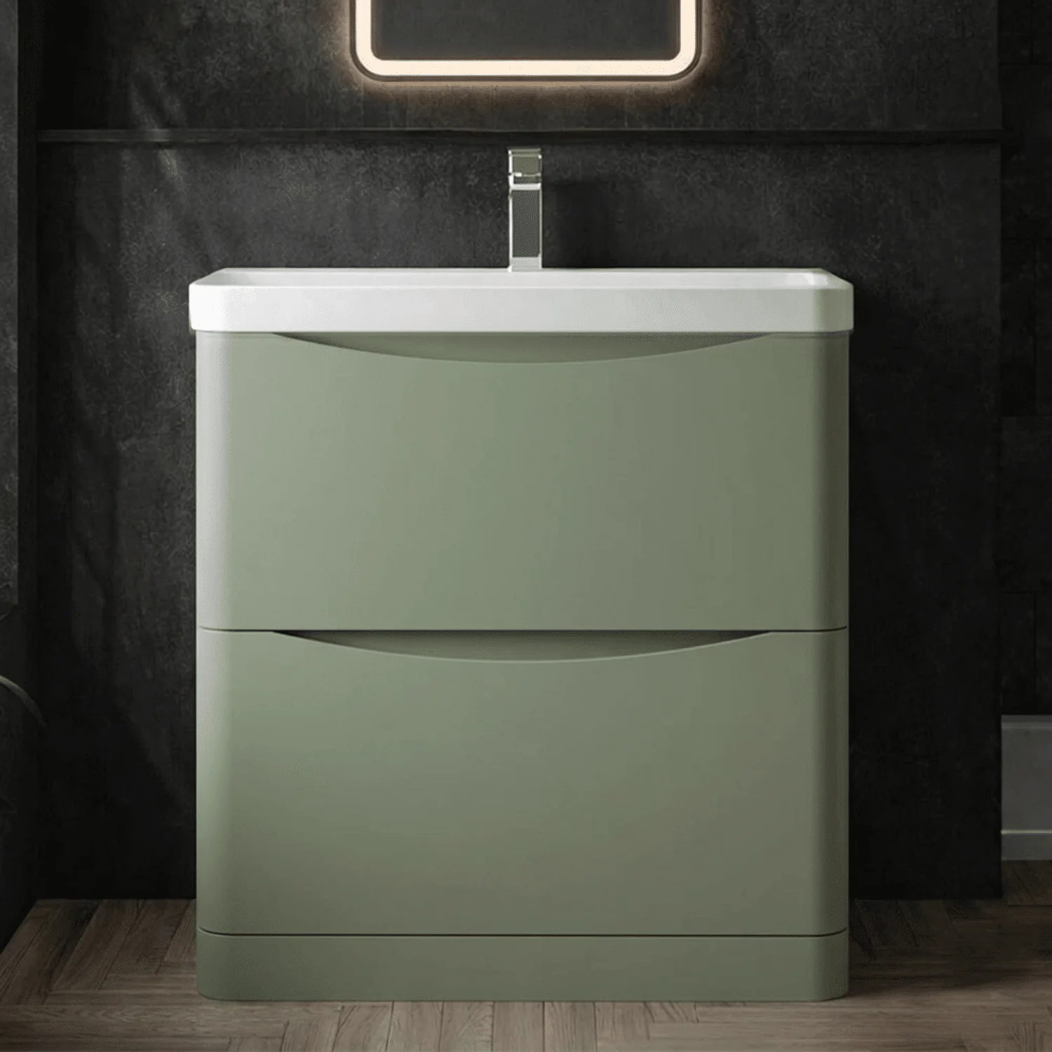 Dunwood Floor Standing 2 Drawer Vanity Unit with Thin Edge Basin - Choice of Colour and Size - Image 9