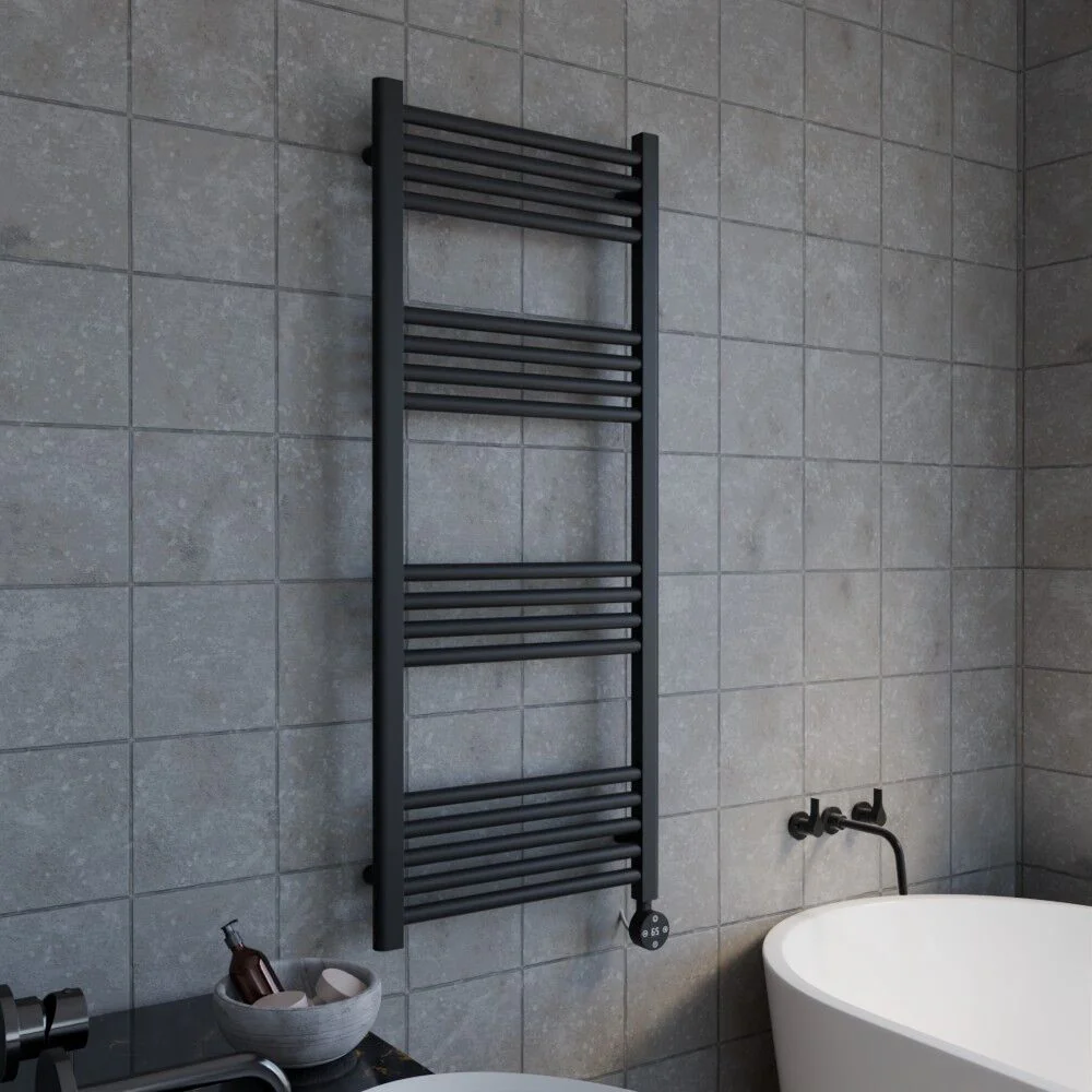 Croxall Electric Round Tube Heated Towel Rail with 17 Bars, 1200 x 500mm - Choice of Colour - Image 13