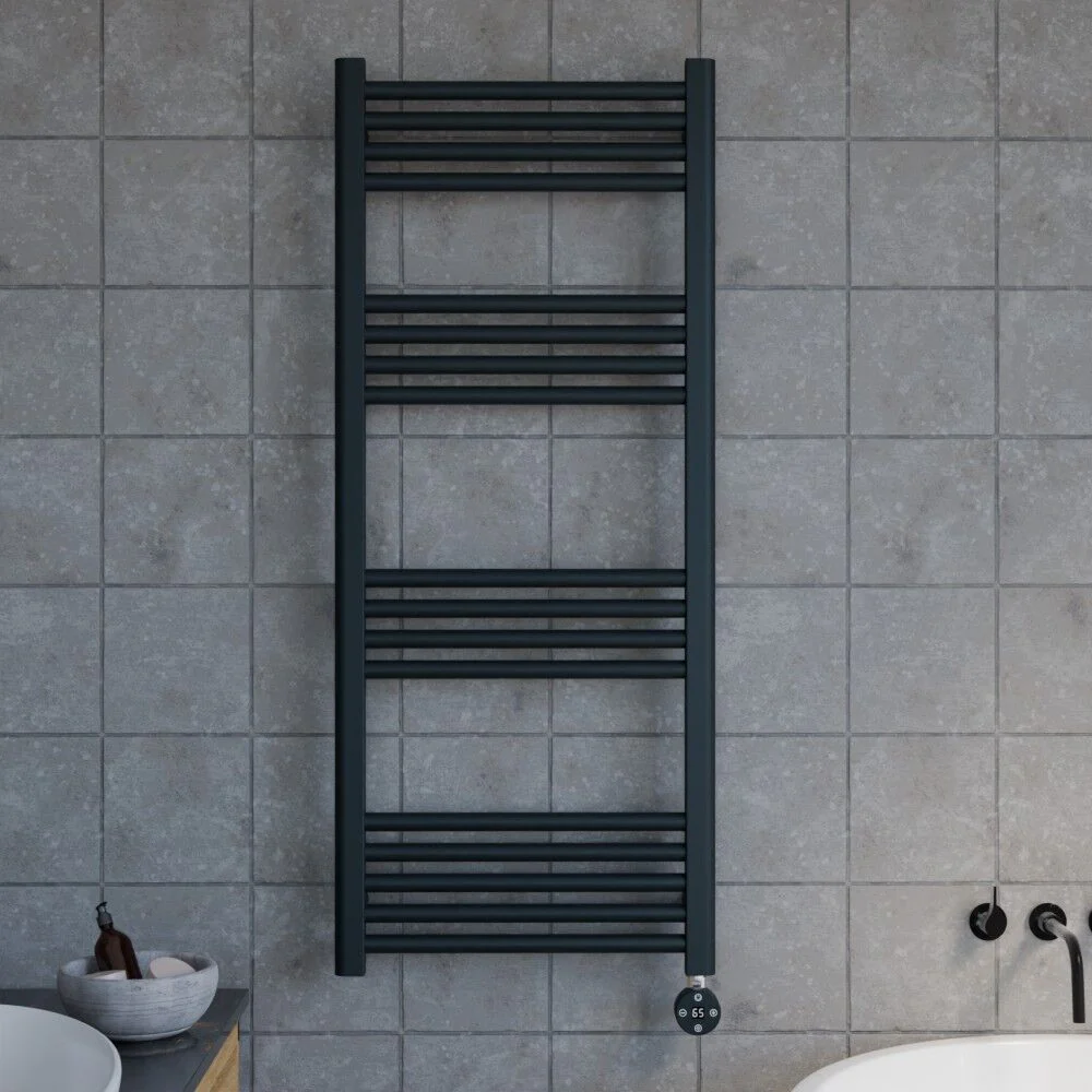 Croxall Electric Round Tube Heated Towel Rail with 17 Bars, 1200 x 500mm - Choice of Colour - Image 5