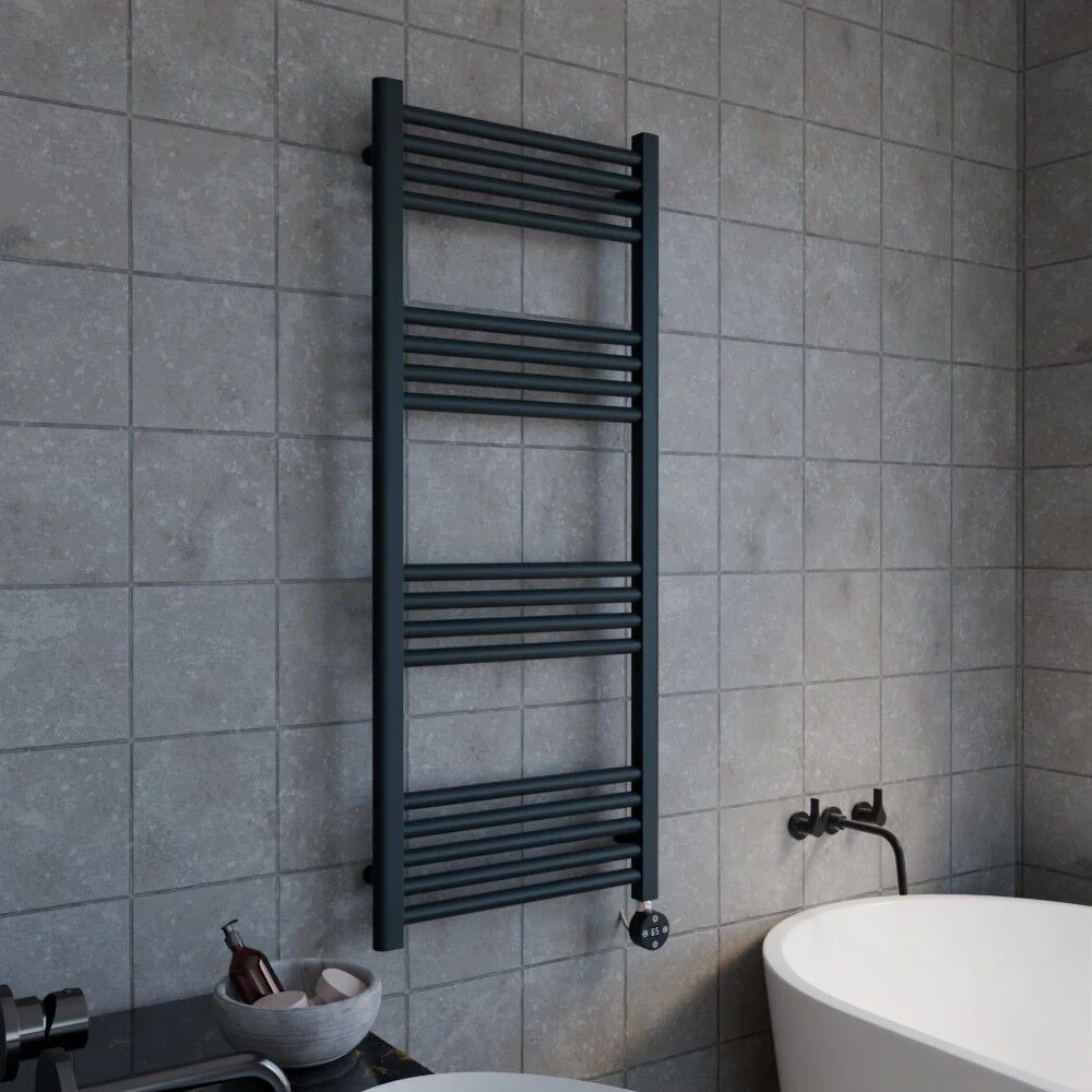 Croxall Electric Round Tube Heated Towel Rail with 17 Bars, 1200 x 500mm - Choice of Colour - Image 7