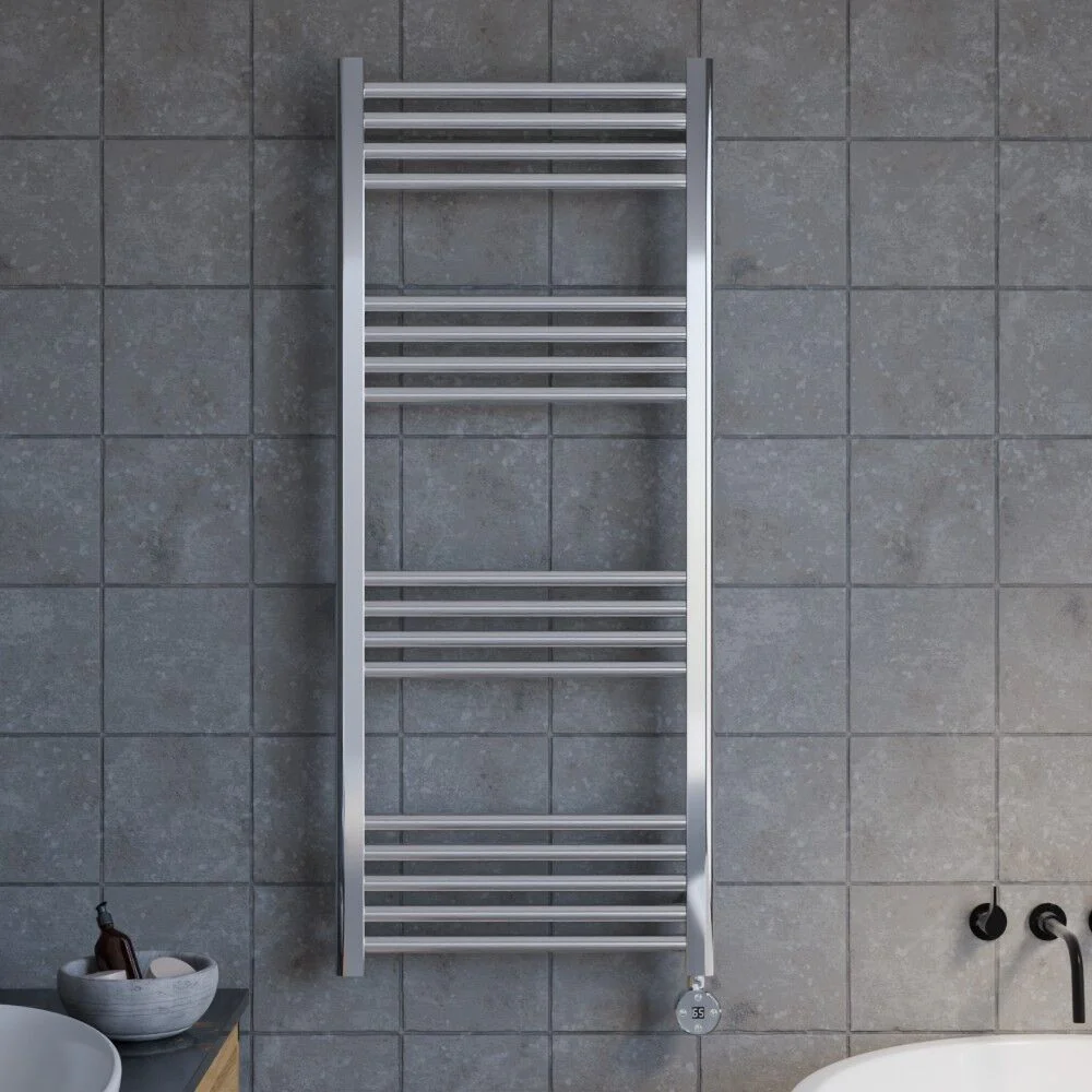 Croxall Electric Round Tube Heated Towel Rail with 17 Bars, 1200 x 500mm - Choice of Colour - Image 8