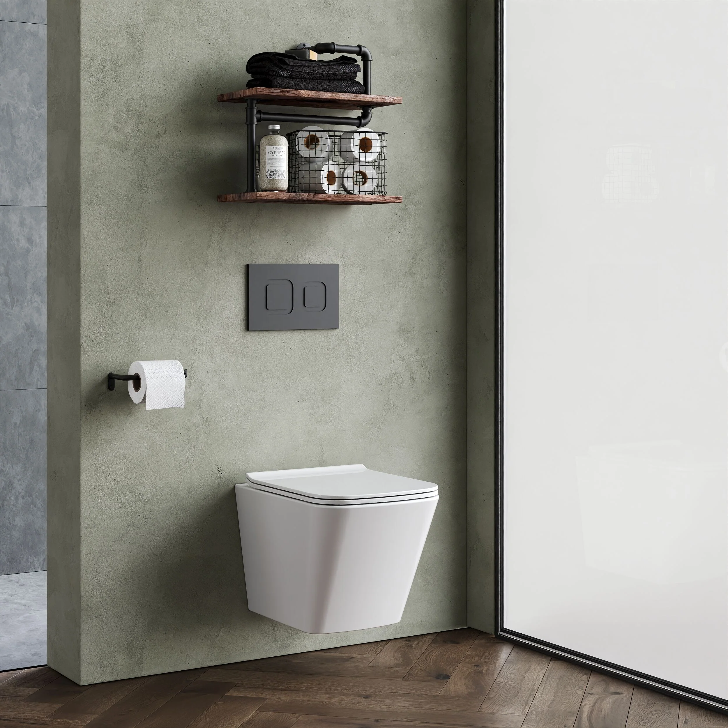 Hilderstone Modern Hung Toilet Pan with Soft Close Sandwich Seat - Image 4