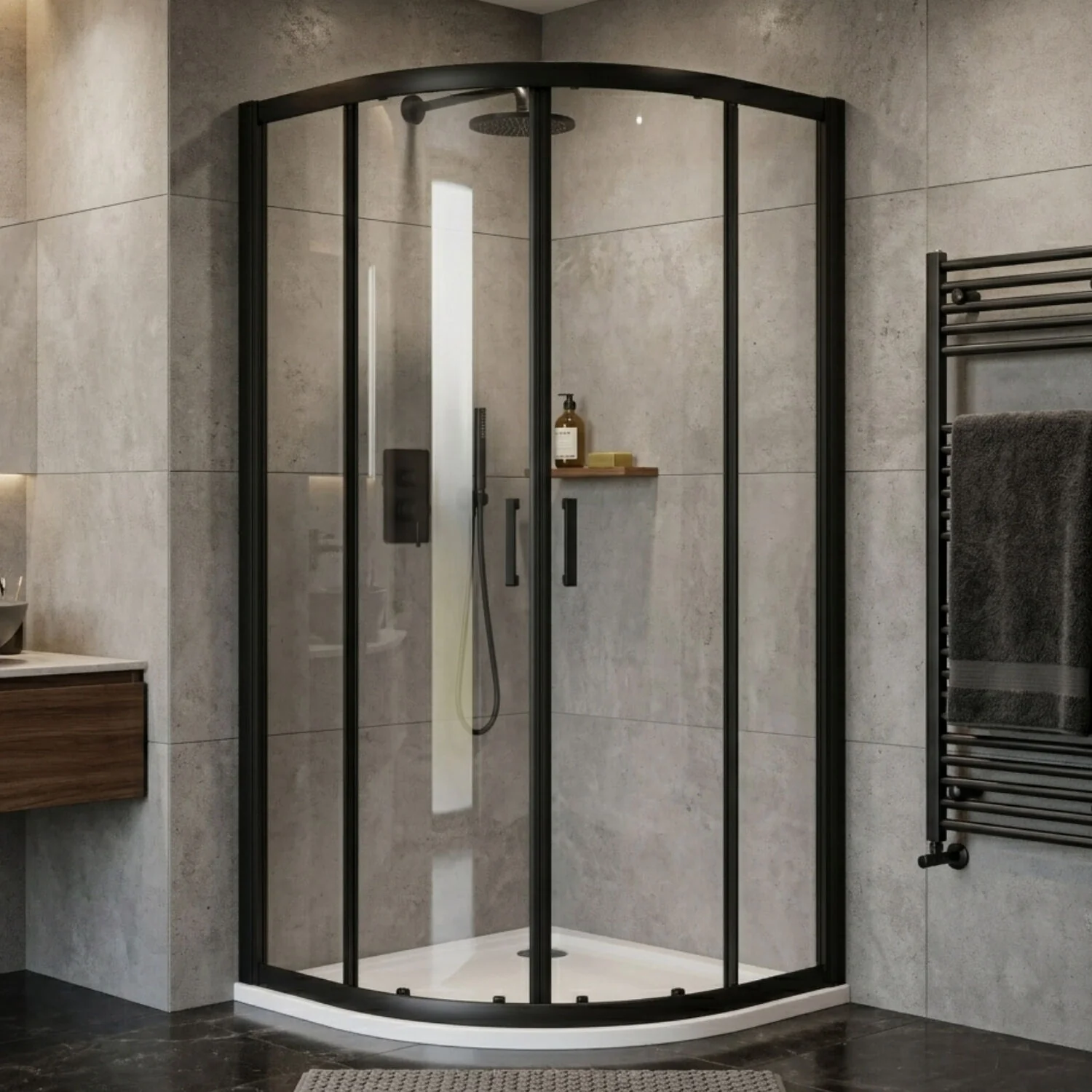 Ellenhall 8mm Toughened Safety Glass Quadrant Shower Enclosure, 1900mm Height - Choice of Finish - Image 3
