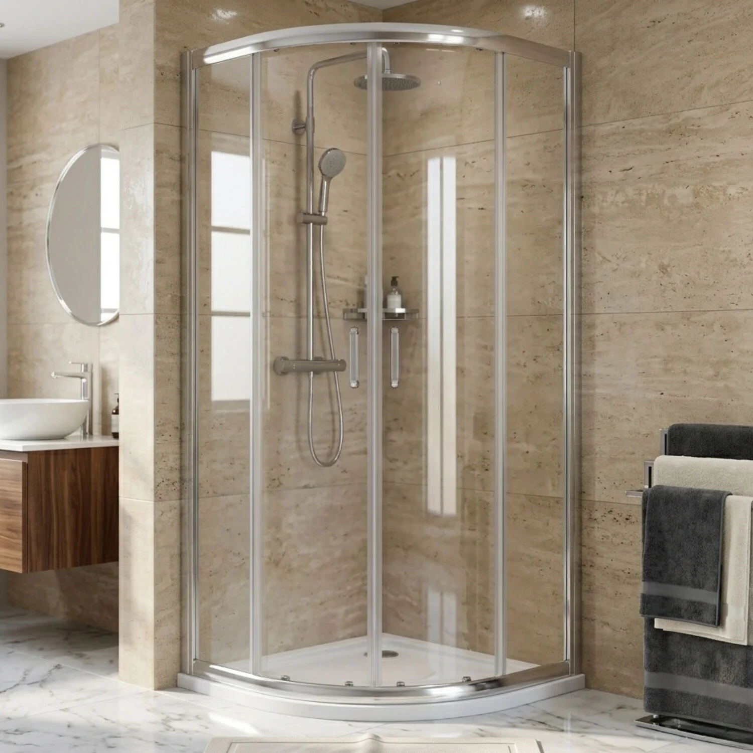 Ellenhall 8mm Toughened Safety Glass Quadrant Shower Enclosure, 1900mm Height - Choice of Finish - Image 4