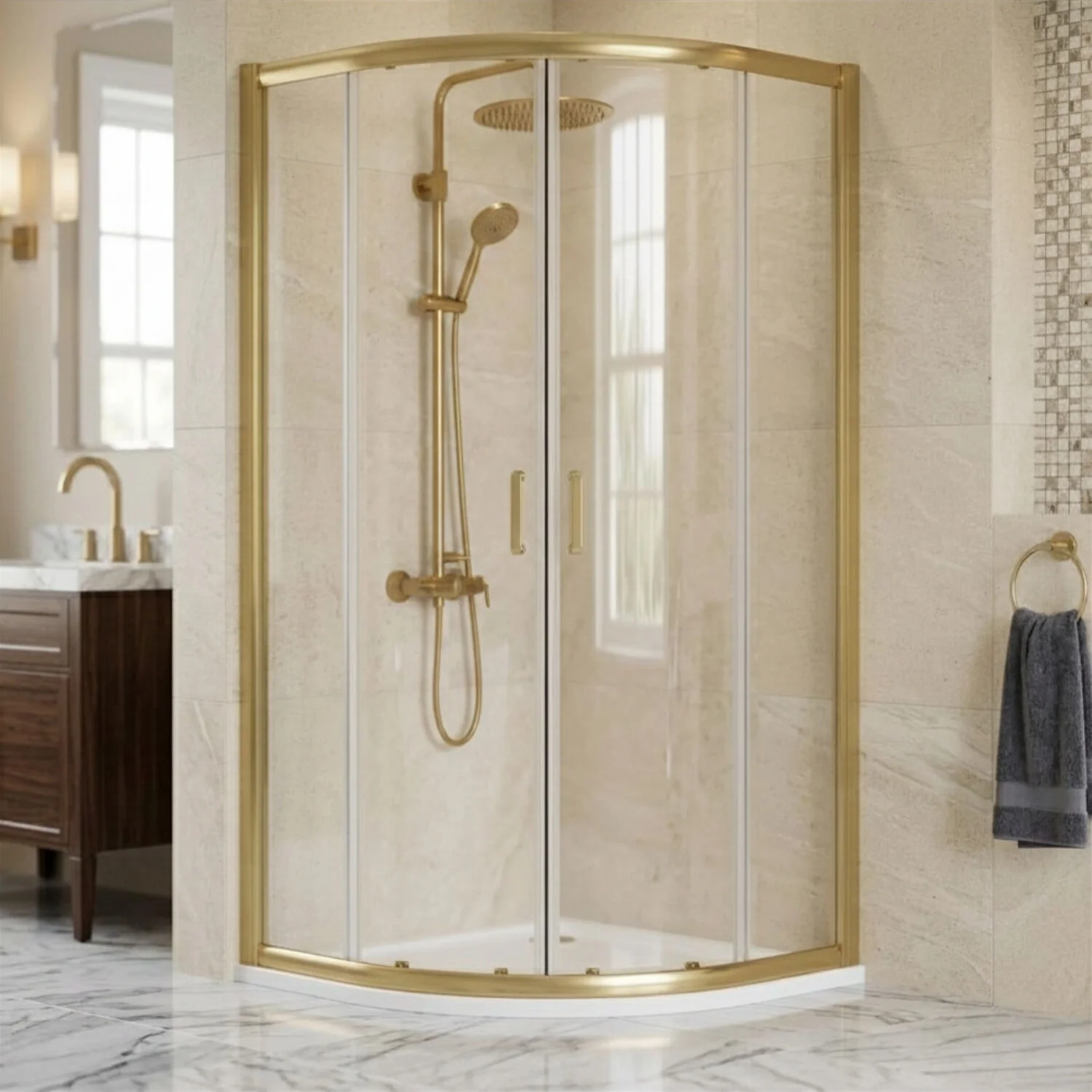 Ellenhall 8mm Toughened Safety Glass Quadrant Shower Enclosure, 1900mm Height - Choice of Finish - Image 5