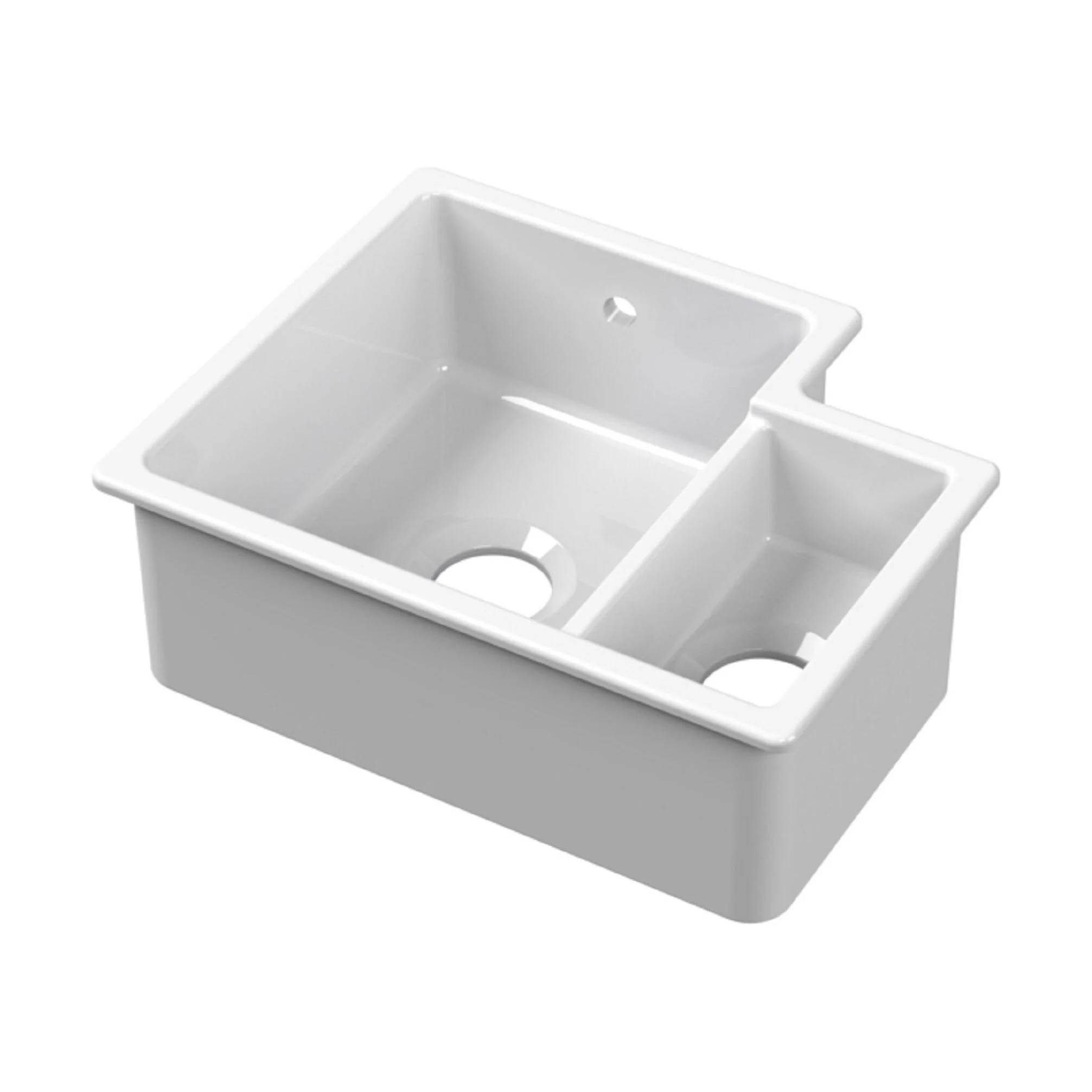 1.5 Bowl Fireclay Ceramic Undermount Kitchen Sink with Overflow - 549mm - Available as Left or Right Hand - Image 8