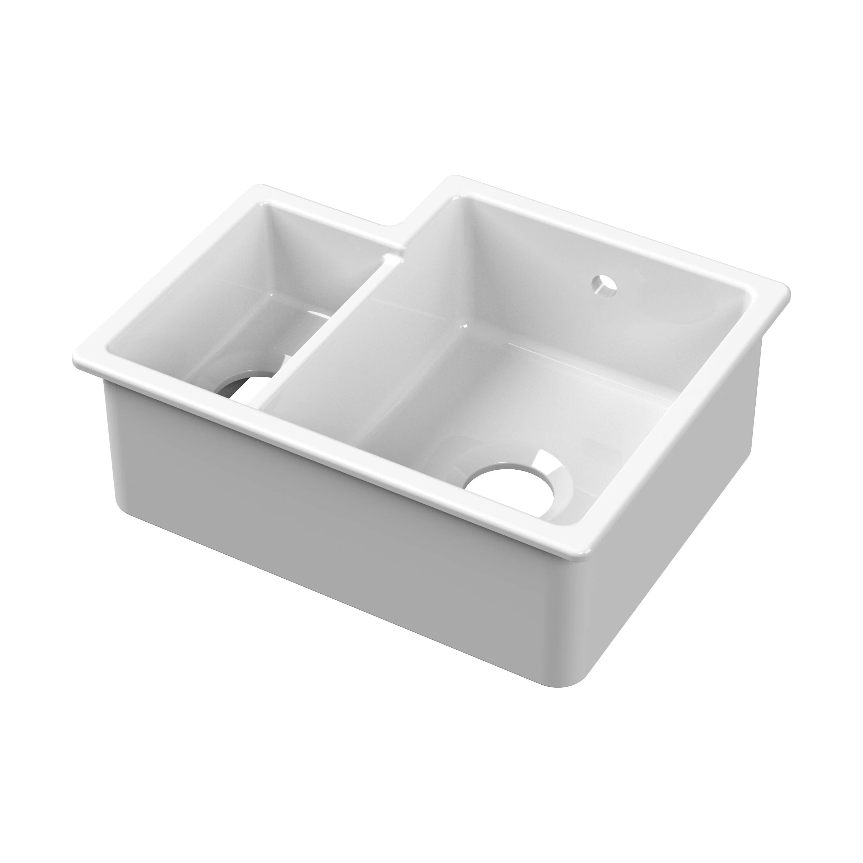 1.5 Bowl Fireclay Ceramic Undermount Kitchen Sink with Overflow - 549mm - Available as Left or Right Hand - Image 9
