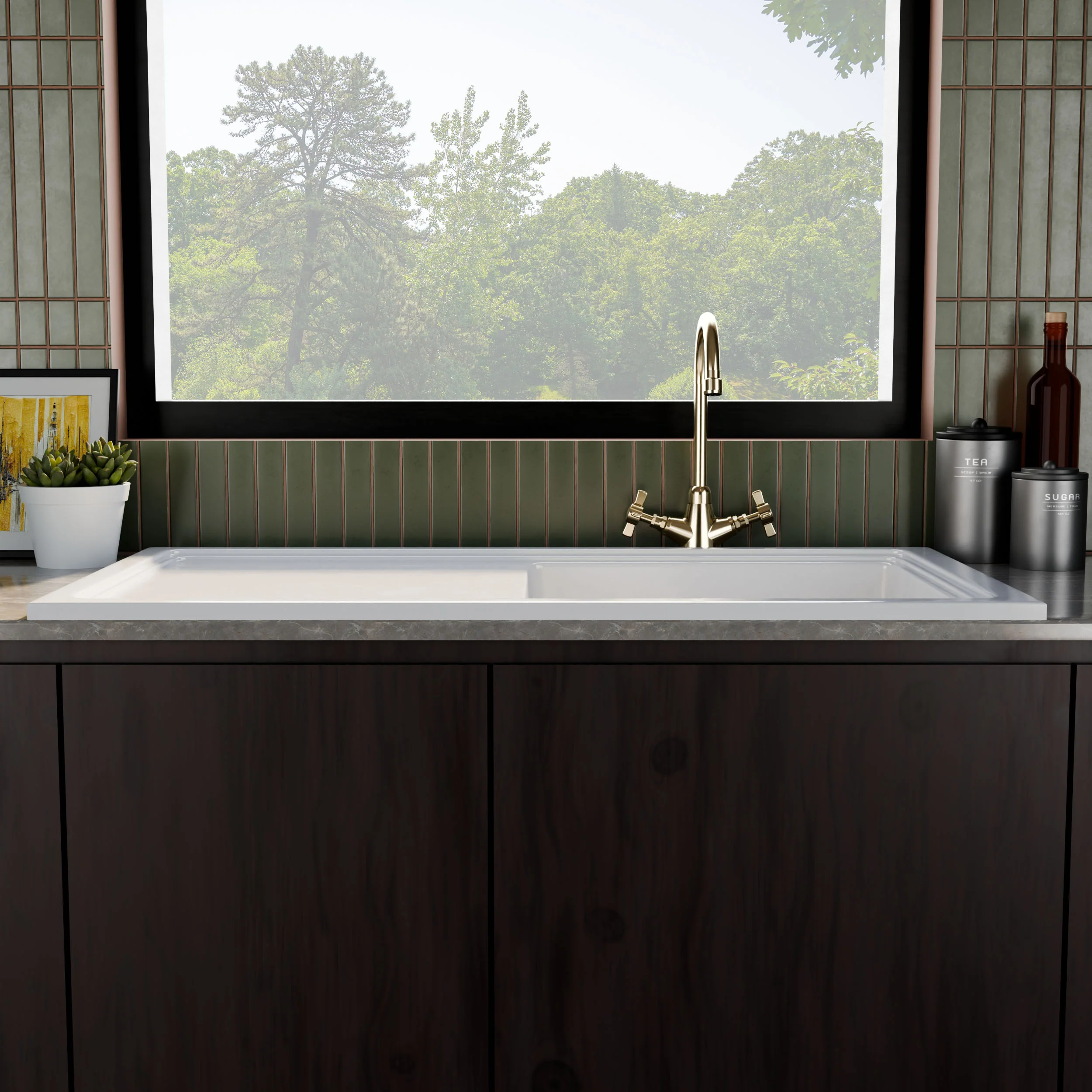 101cm Inset Counter Top Fireclay Ceramic Kitchen Sink - Multiple Options Available - Image 10