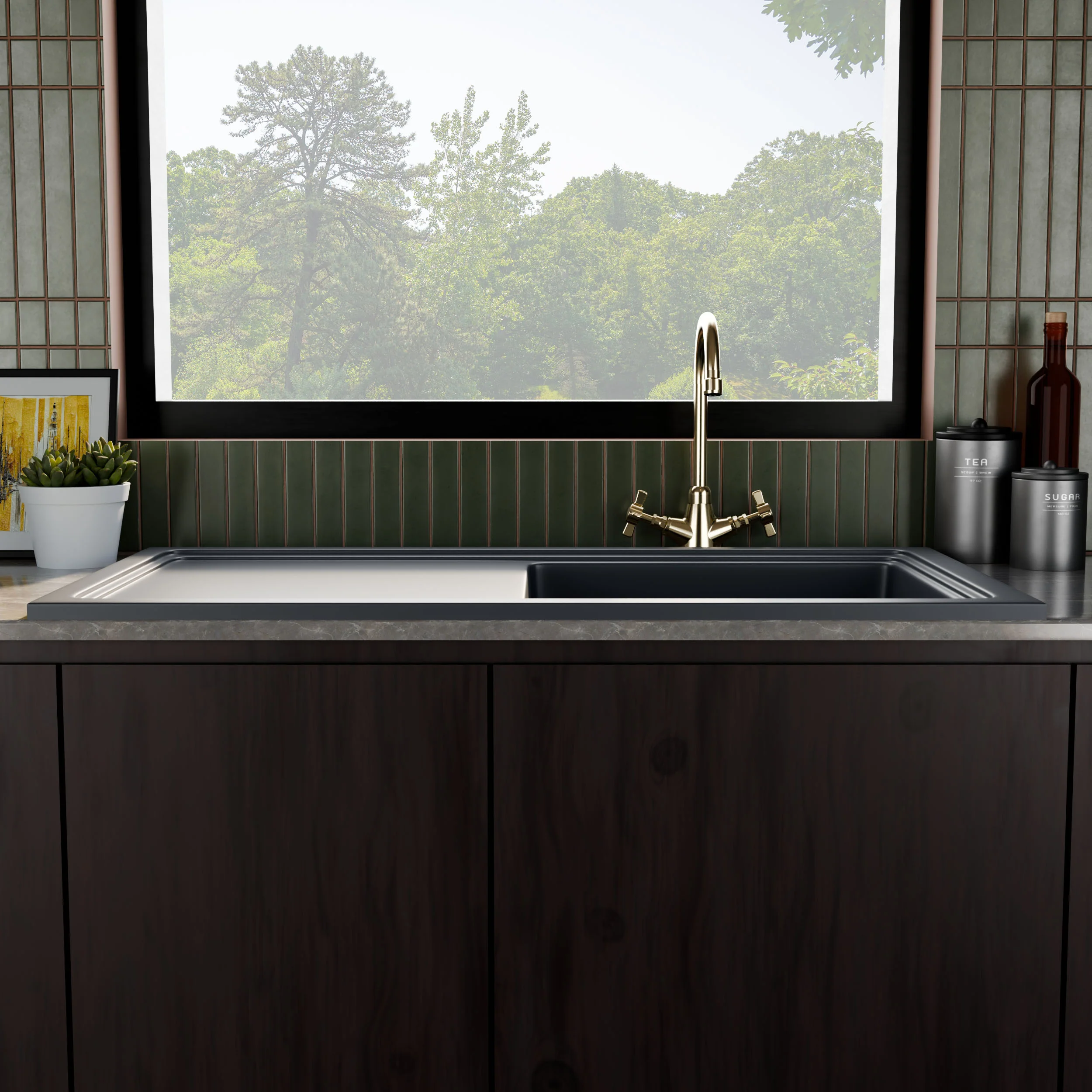 101cm Inset Counter Top Fireclay Ceramic Kitchen Sink - Multiple Options Available - Image 12