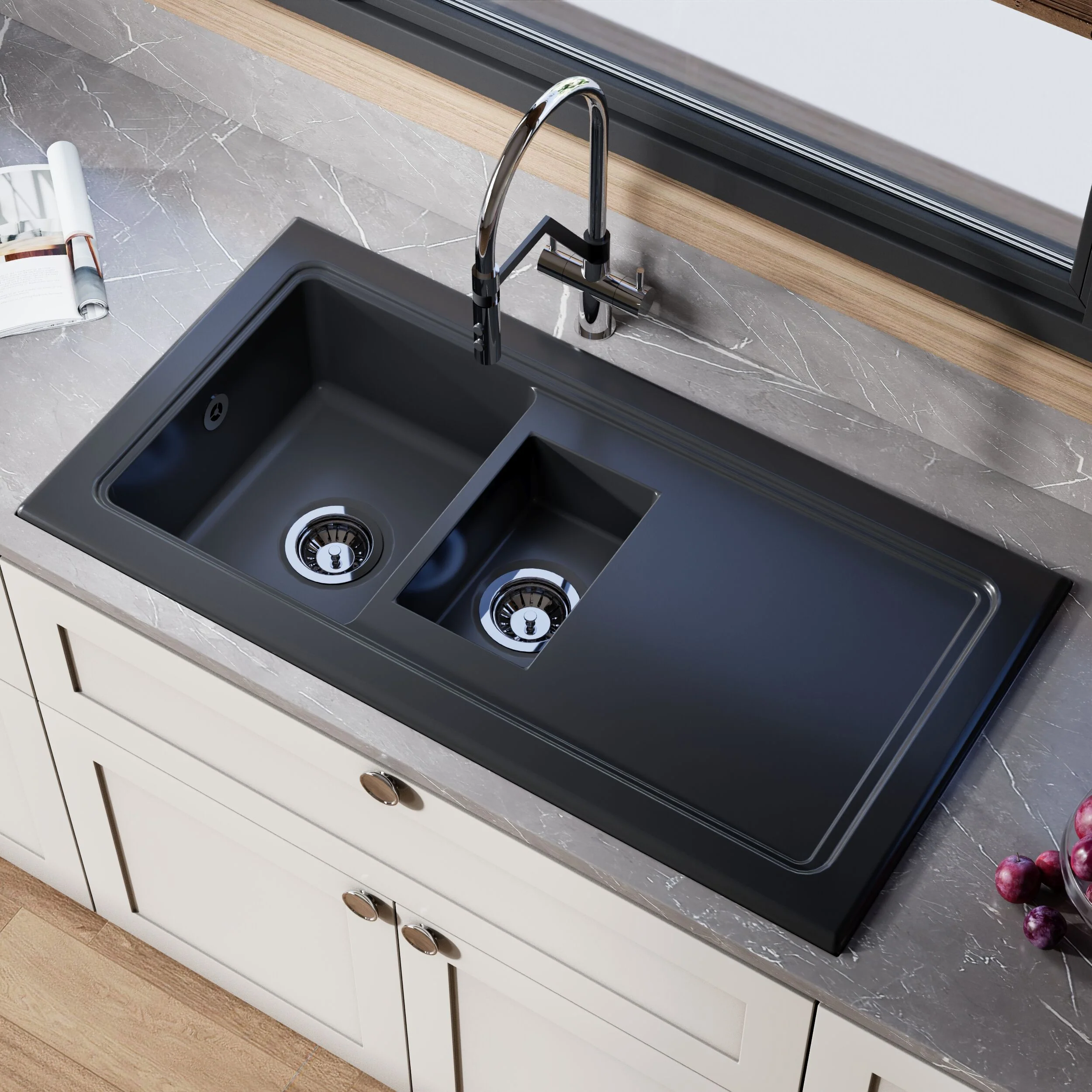 101cm Inset Counter Top Fireclay Ceramic Kitchen Sink - Multiple Options Available - Image 20