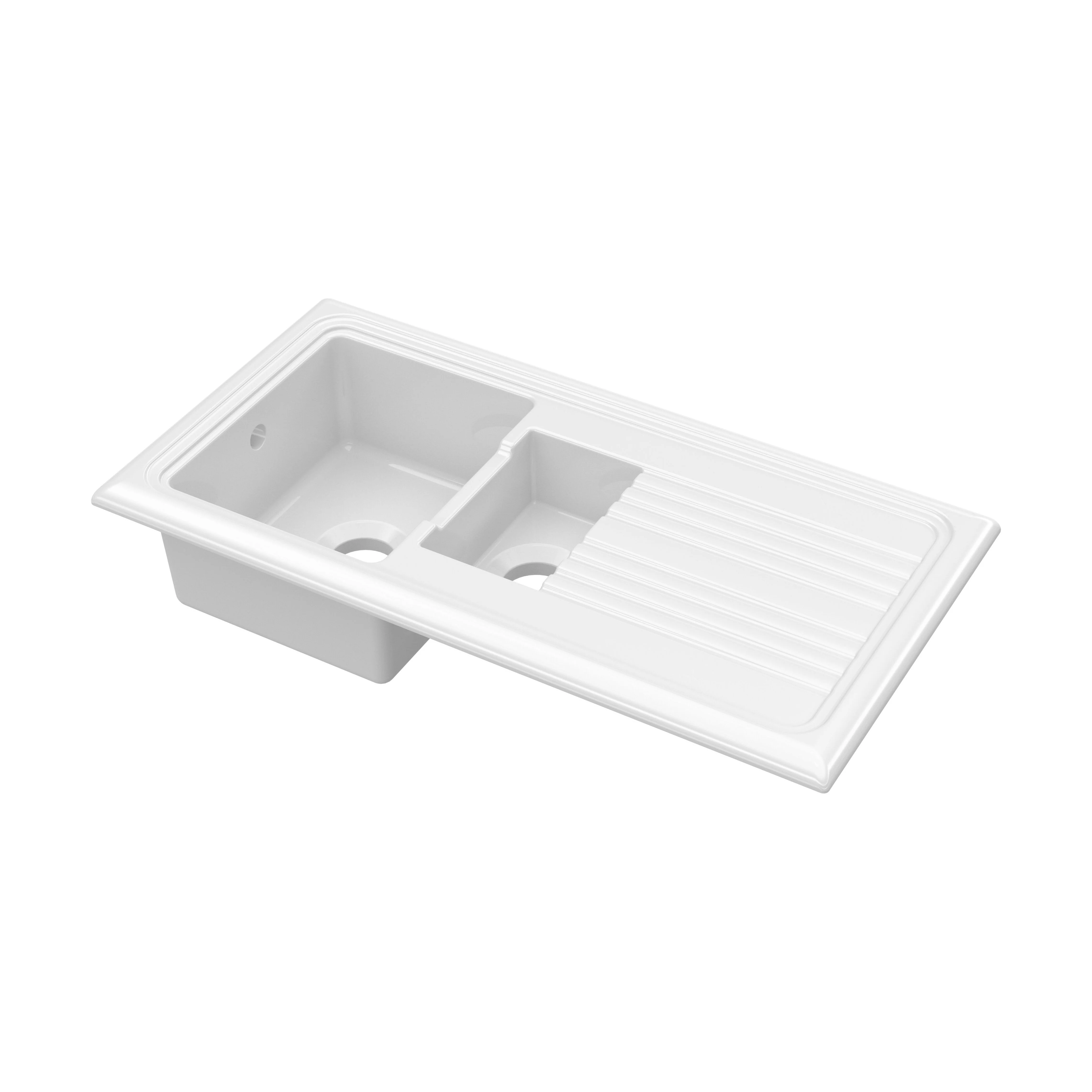 101cm Inset Counter Top Fireclay Ceramic Kitchen Sink - Multiple Options Available - Image 22