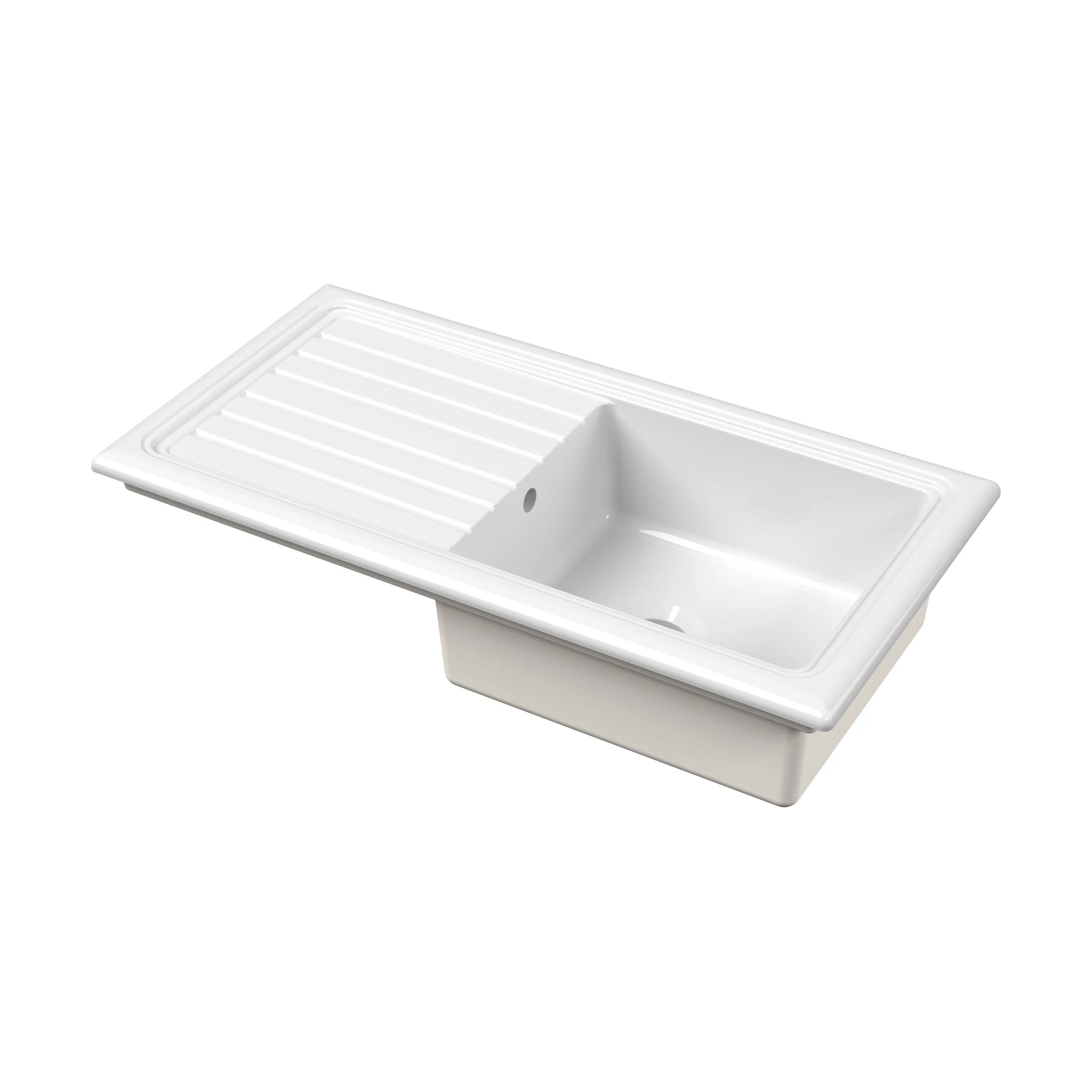 101cm Inset Counter Top Fireclay Ceramic Kitchen Sink - Multiple Options Available - Image 23