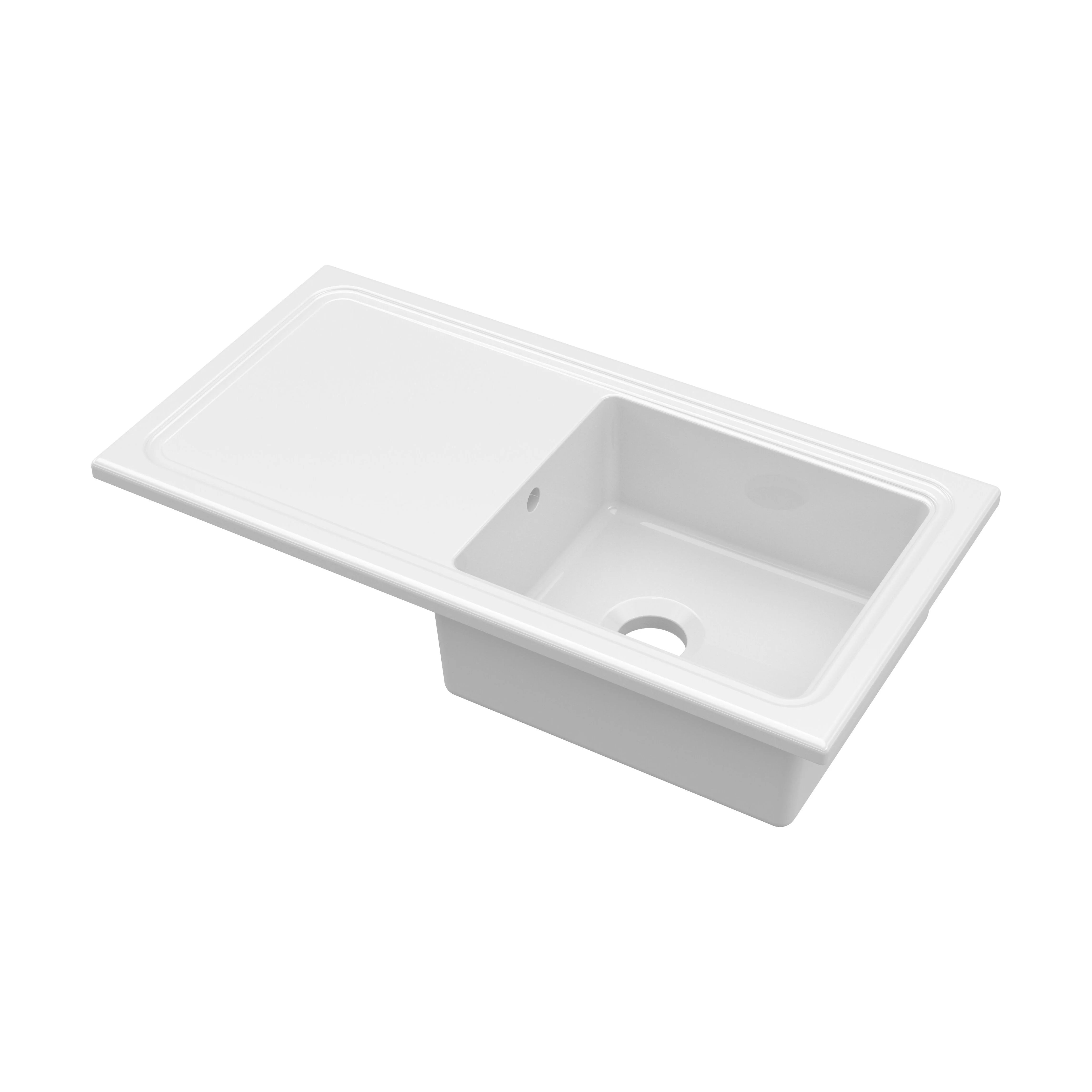 101cm Inset Counter Top Fireclay Ceramic Kitchen Sink - Multiple Options Available - Image 26