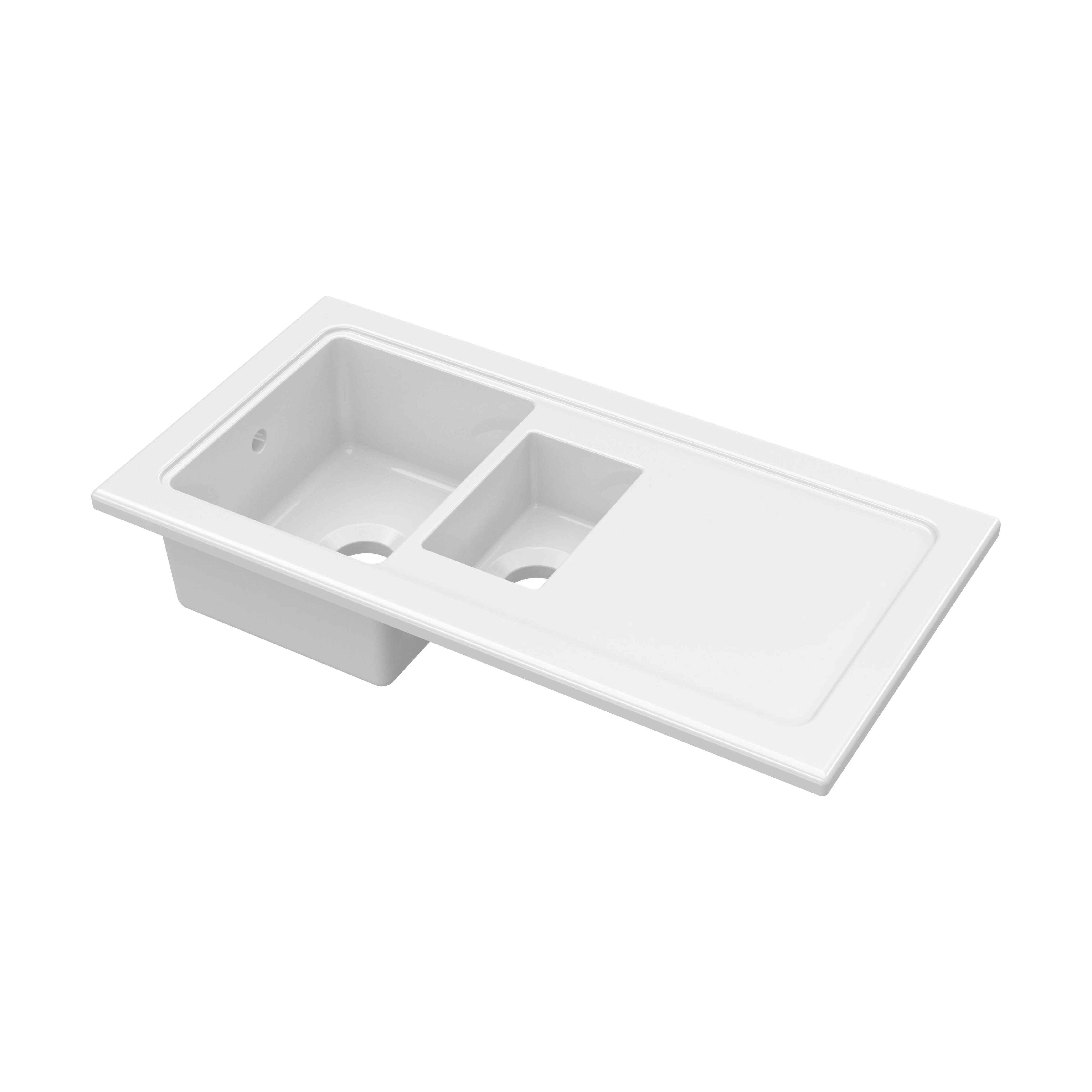 101cm Inset Counter Top Fireclay Ceramic Kitchen Sink - Multiple Options Available - Image 27