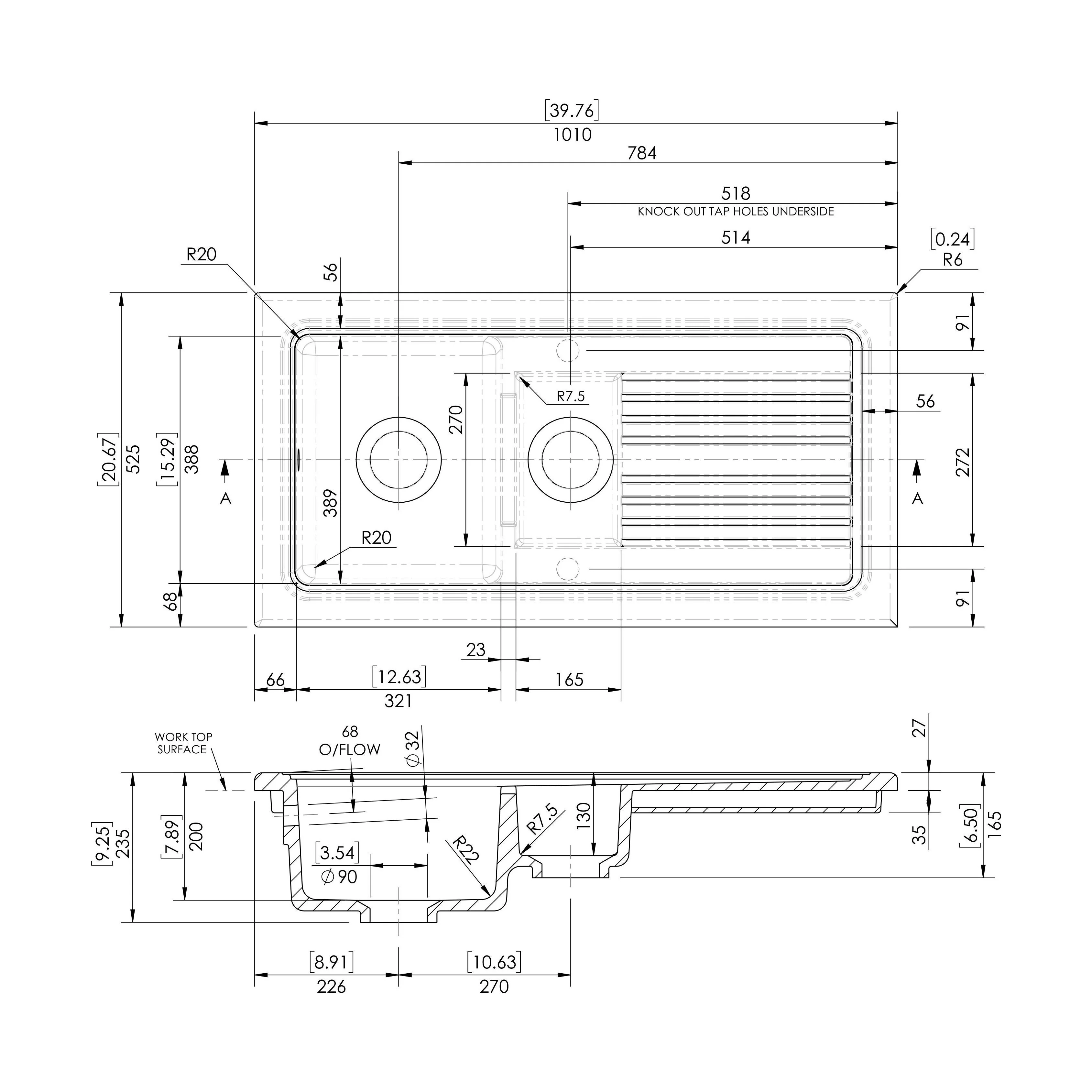 101cm Inset Counter Top Fireclay Ceramic Kitchen Sink - Multiple Options Available - Image 30