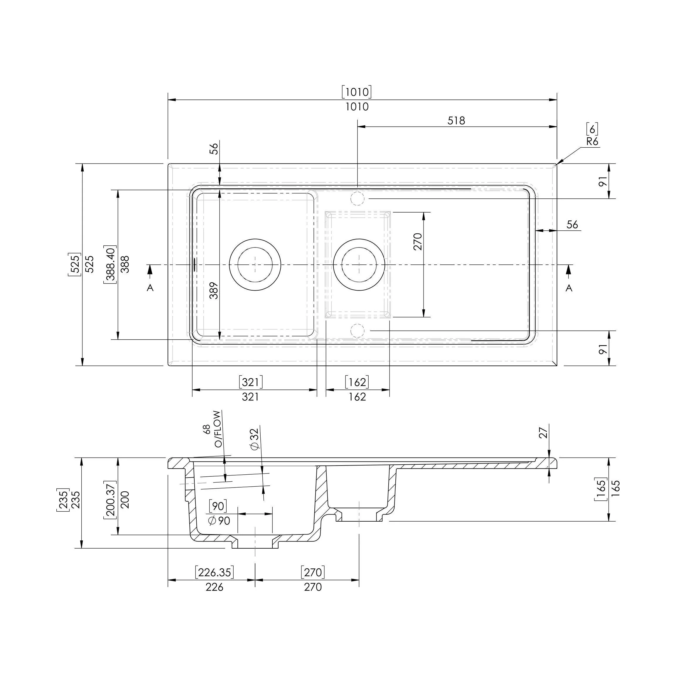 101cm Inset Counter Top Fireclay Ceramic Kitchen Sink - Multiple Options Available - Image 35