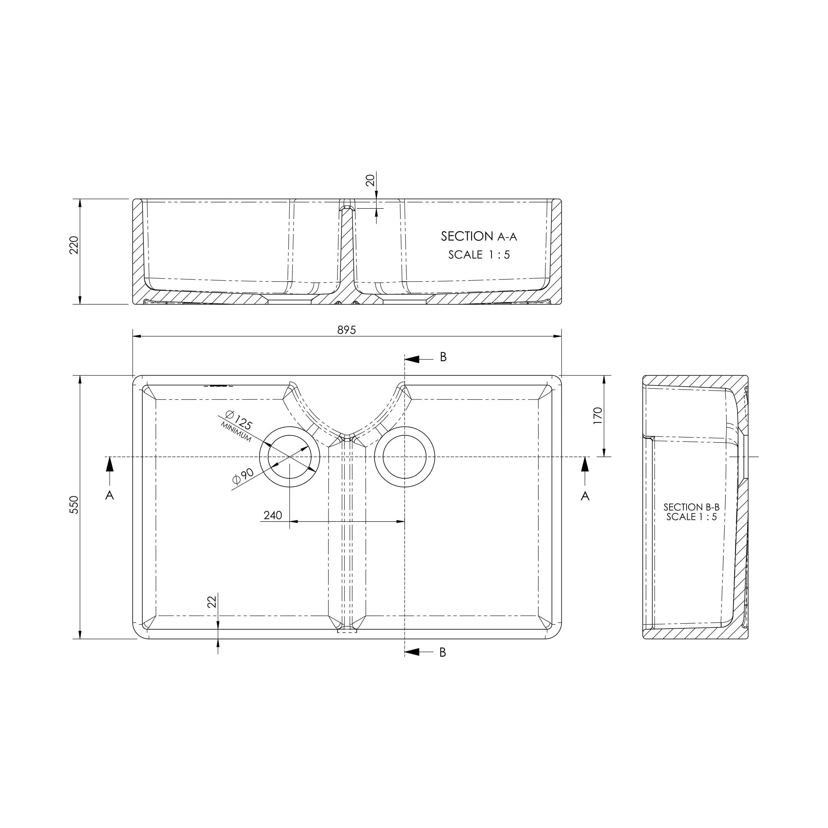 Double Bowl Fireclay Ceramic Stepped Weir Butler Kitchen Sink - Multiple Styles Available - Image 16