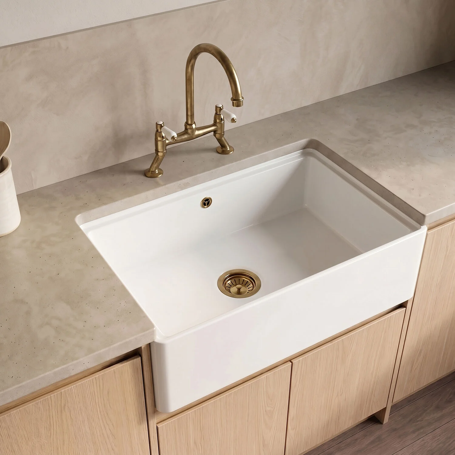 Fireclay Ceramic Kitchen Sink with Ledge - Choice of Design and Style