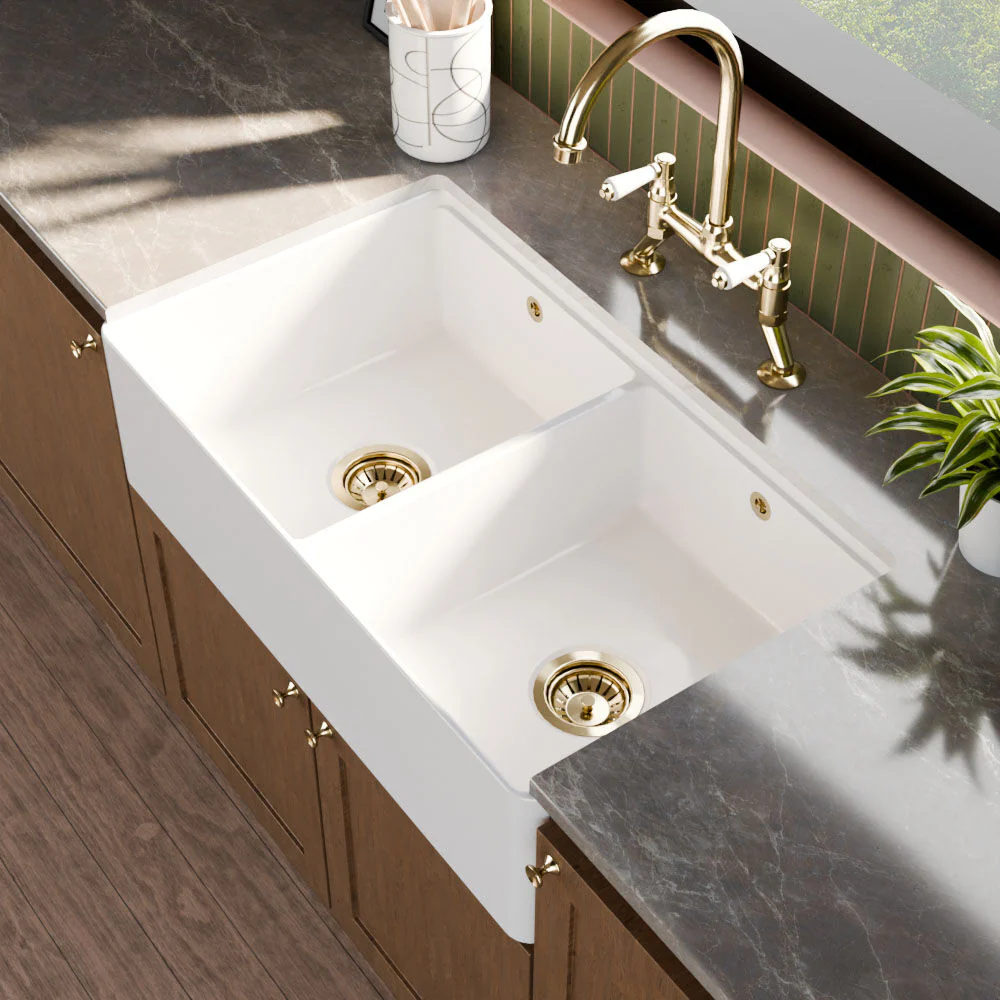 Fireclay Ceramic Kitchen Sink with Ledge - Choice of Design and Style - Image 12