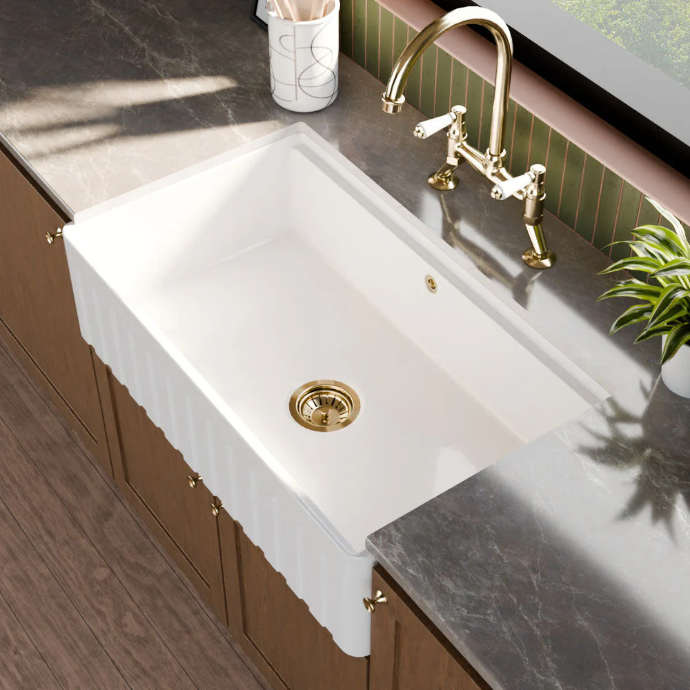 Fireclay Ceramic Kitchen Sink with Ledge - Choice of Design and Style - Image 13