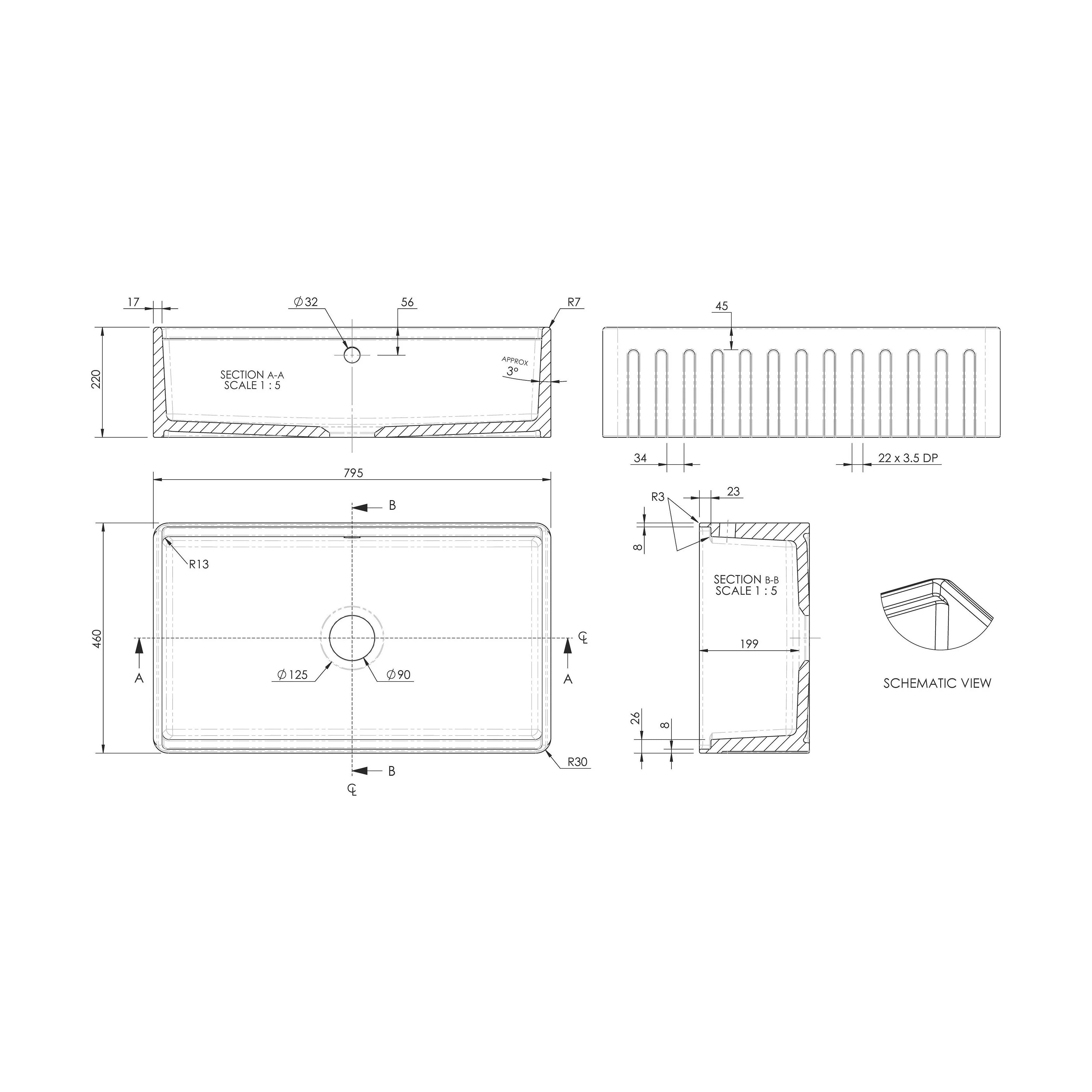 Fireclay Ceramic Kitchen Sink with Ledge - Choice of Design and Style - Image 18