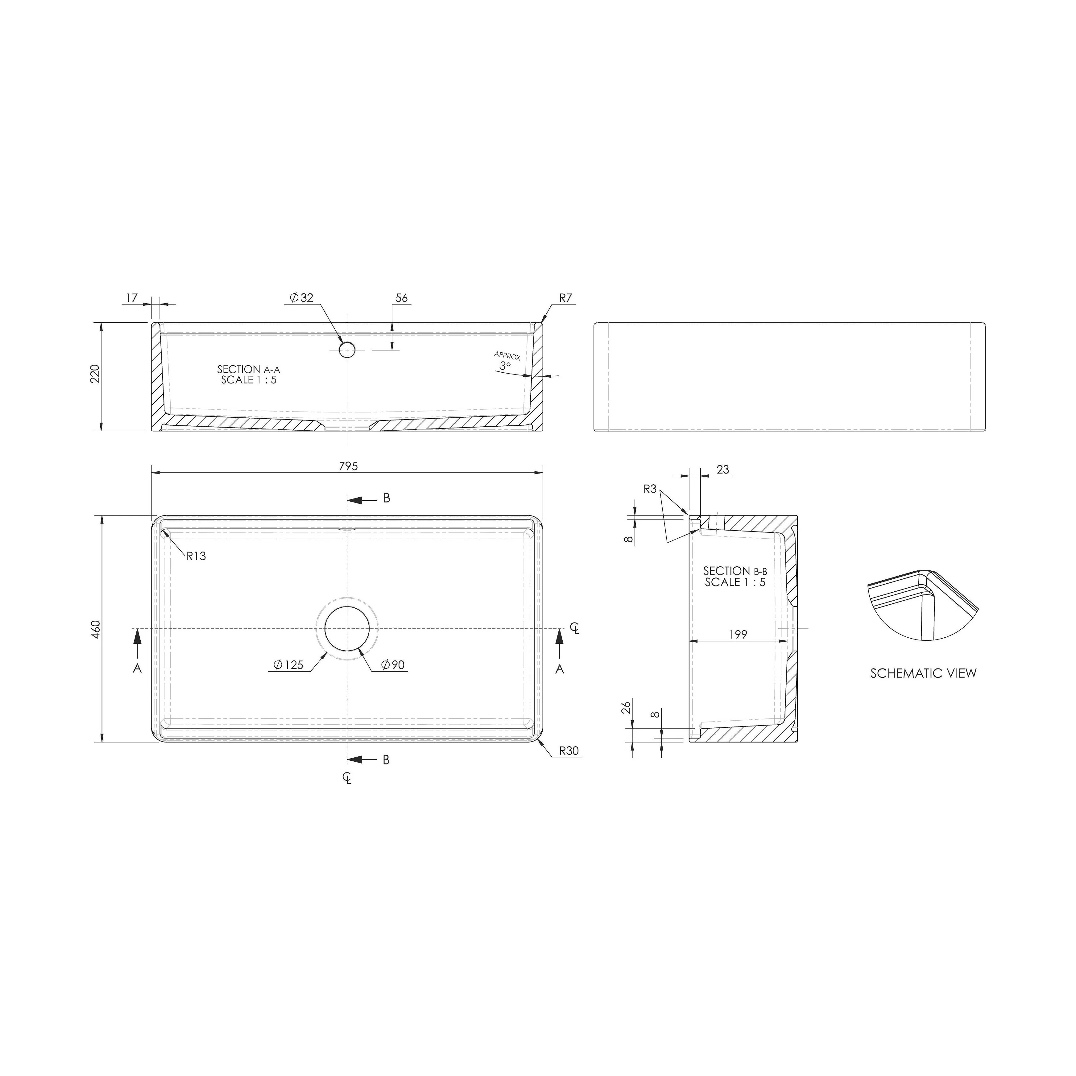 Fireclay Ceramic Kitchen Sink with Ledge - Choice of Design and Style - Image 20