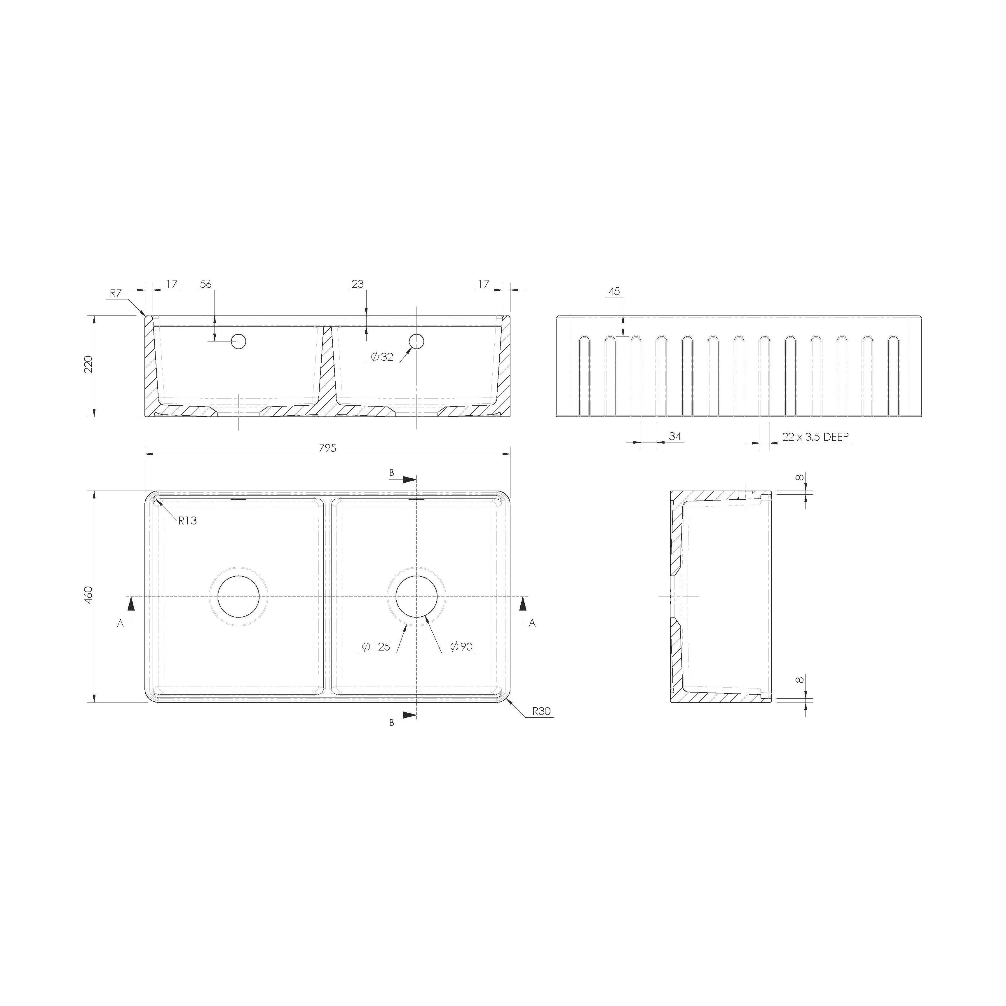 Fireclay Ceramic Kitchen Sink with Ledge - Choice of Design and Style - Image 21