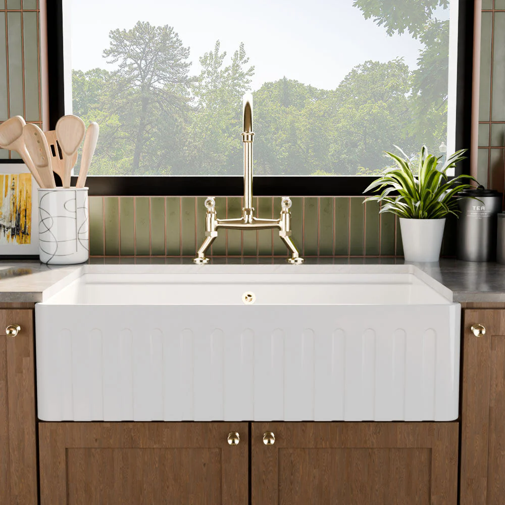 Fireclay Ceramic Kitchen Sink with Ledge - Choice of Design and Style - Image 7