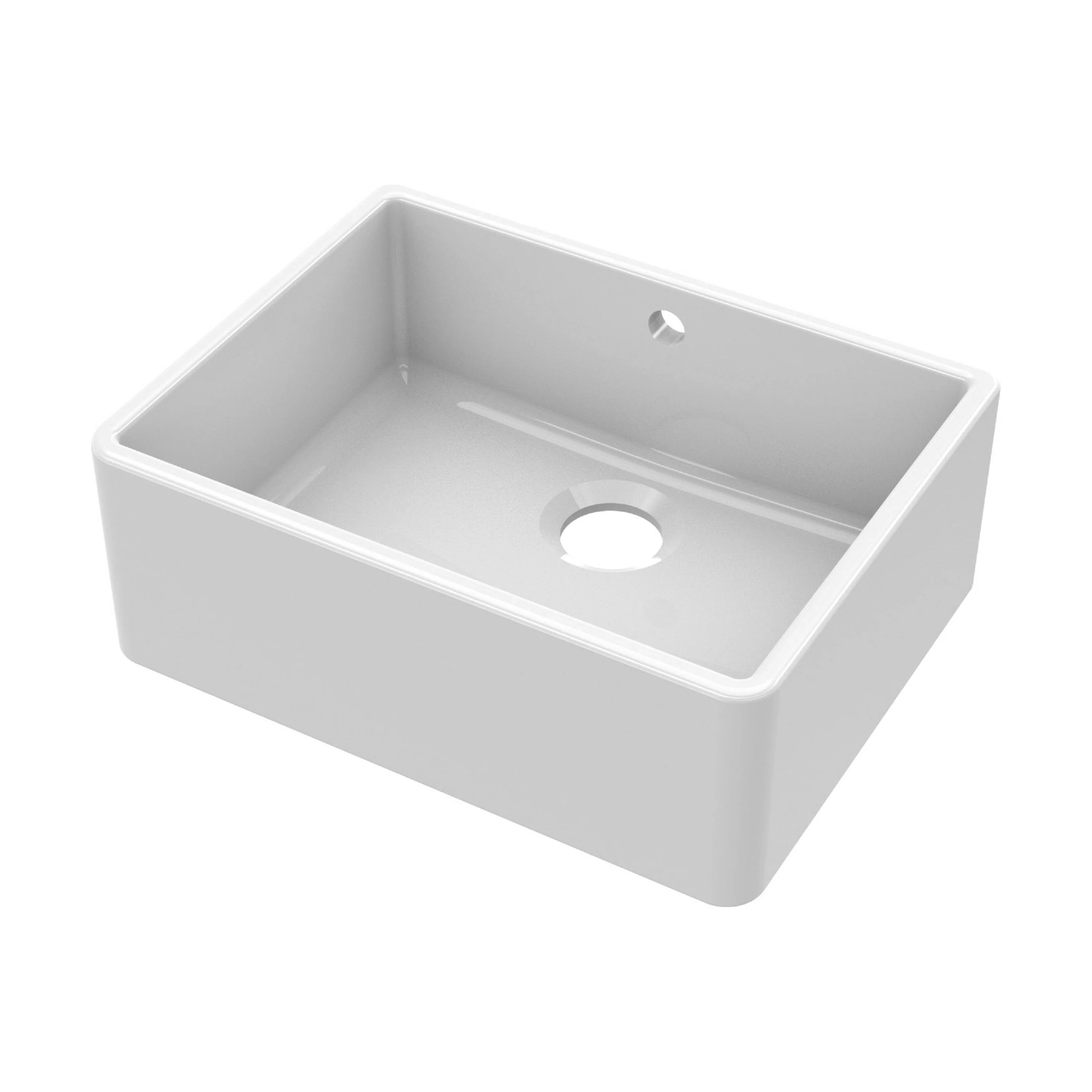 Single Bowl Fireclay Ceramic Butler Kitchen Sink with Overflow - 595mm - Image 5