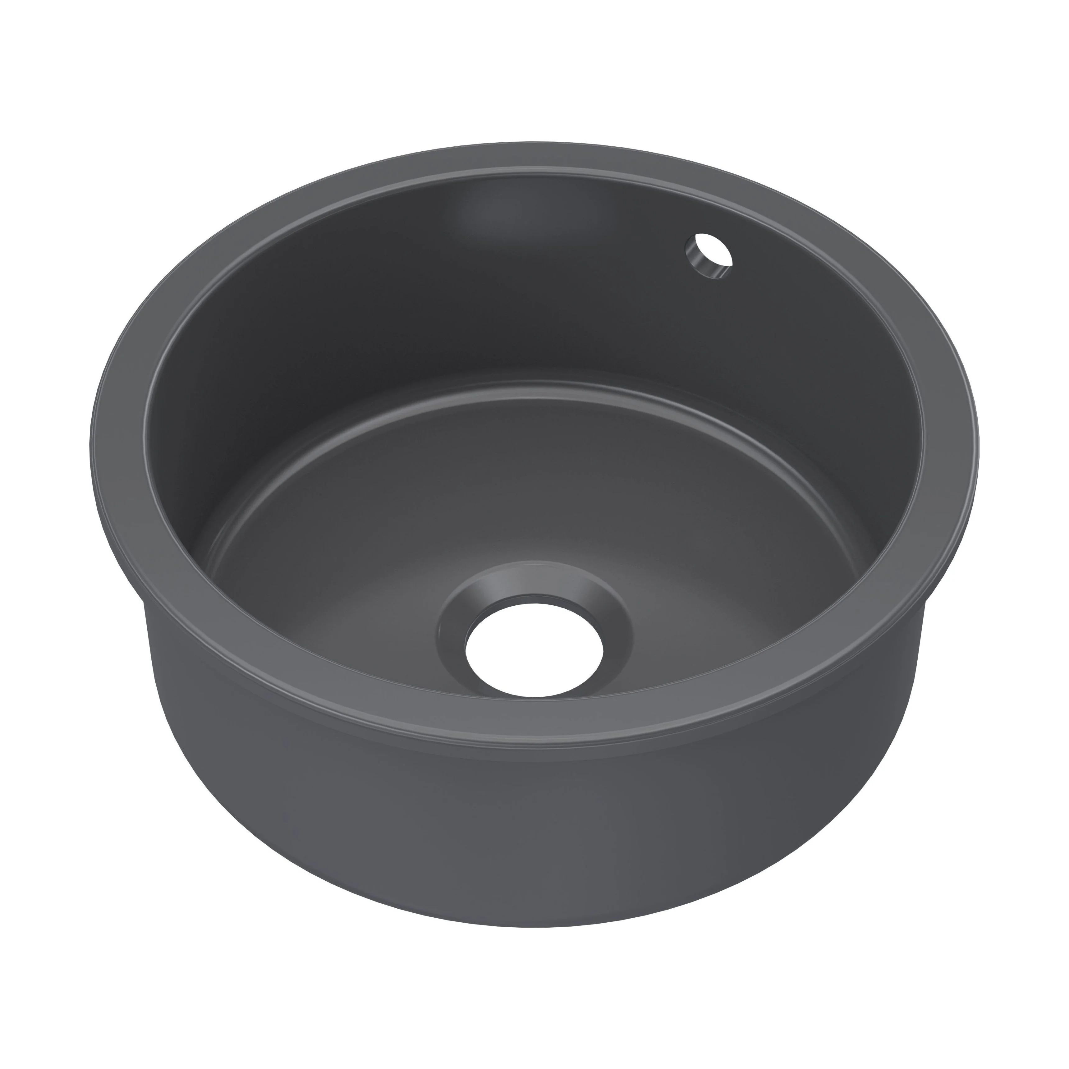 Fireclay Single Bowl Round Undermount Kitchen Sink, Central Waste Position & Overflow - 460mm - Multiple Colours Available - Image 8