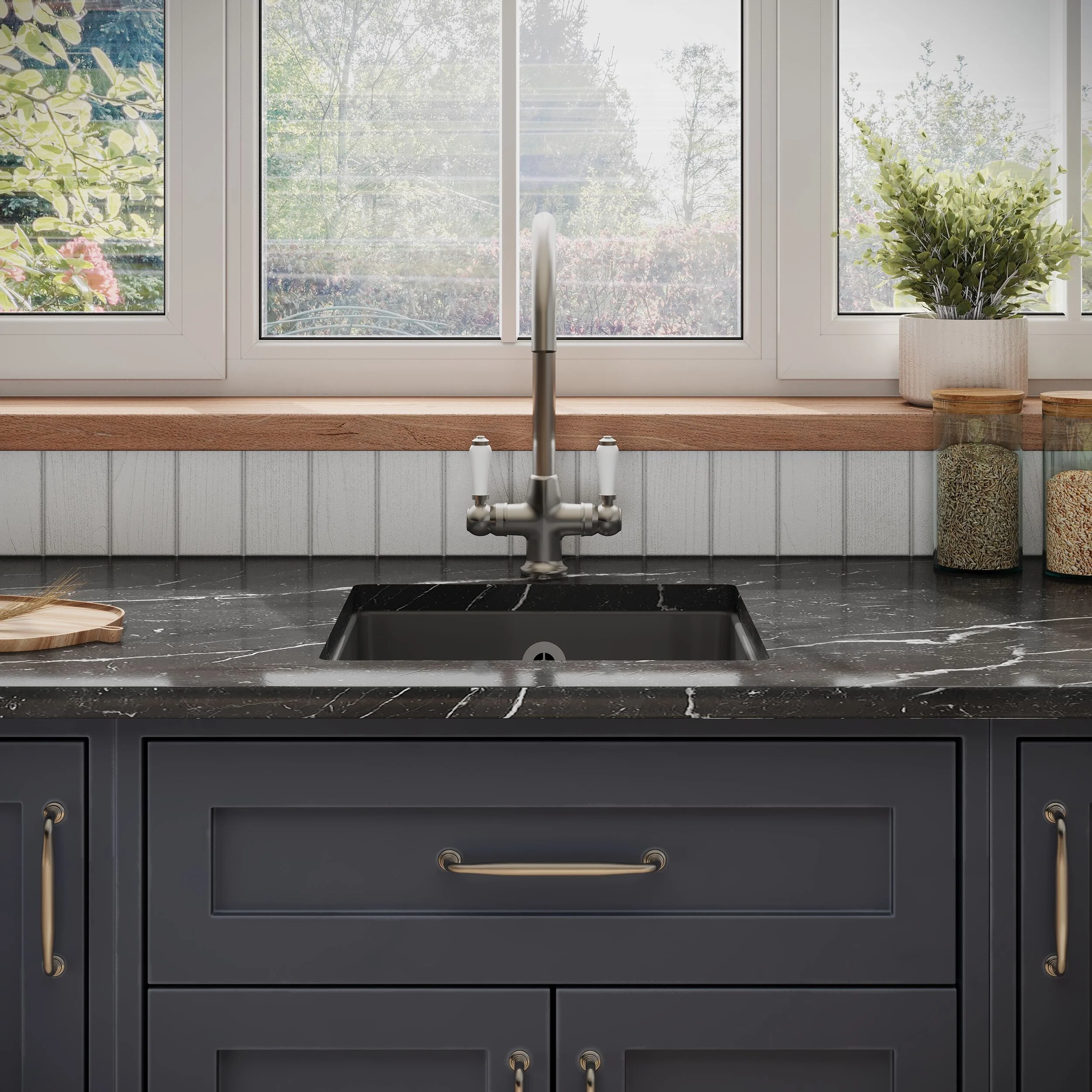 Fireclay Single Bowl Square Undermount Kitchen Sink with Overflow - 457mm - Multiple Colours - Image 4