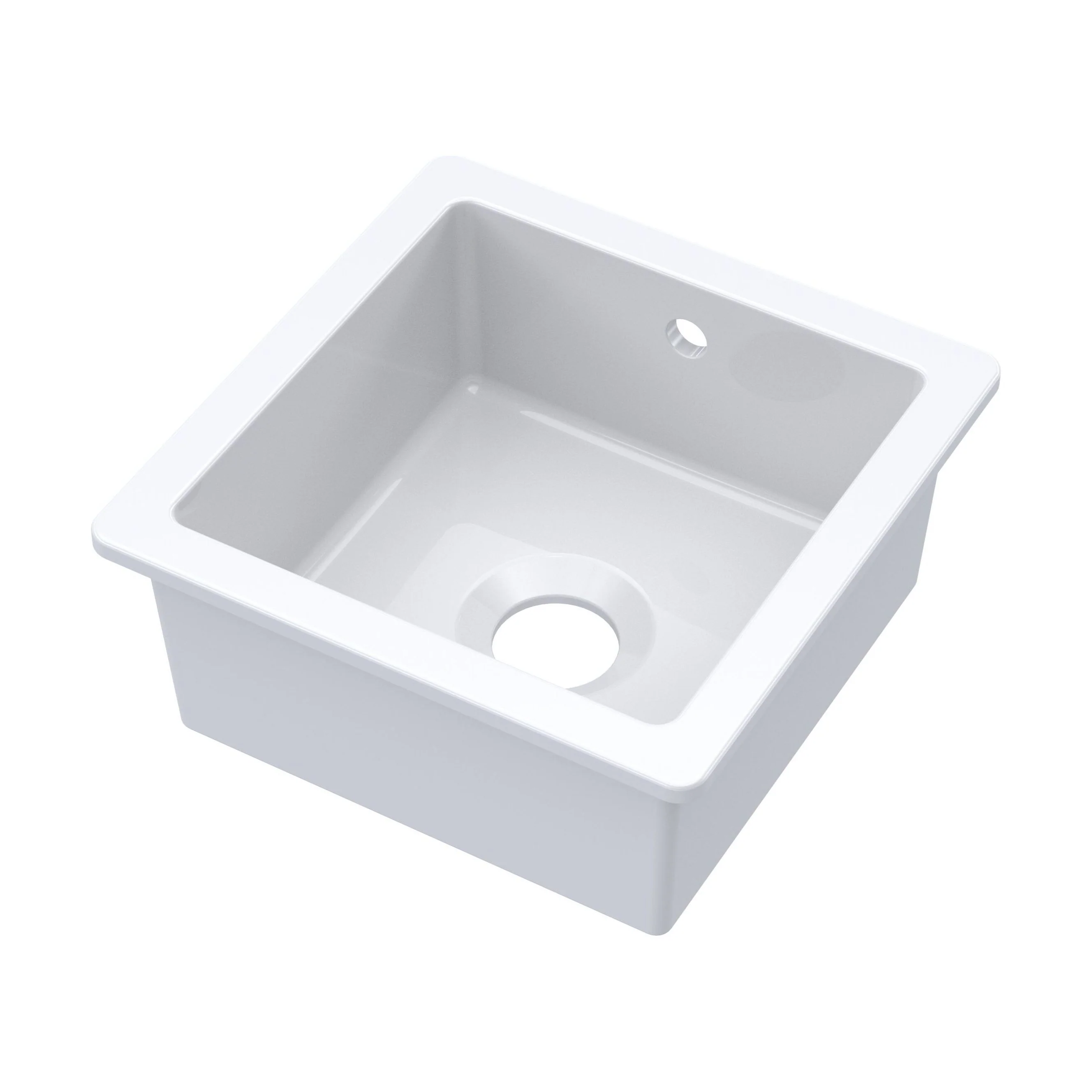 Fireclay Single Bowl Square Undermount Kitchen Sink with Overflow - 457mm - Multiple Colours - Image 7