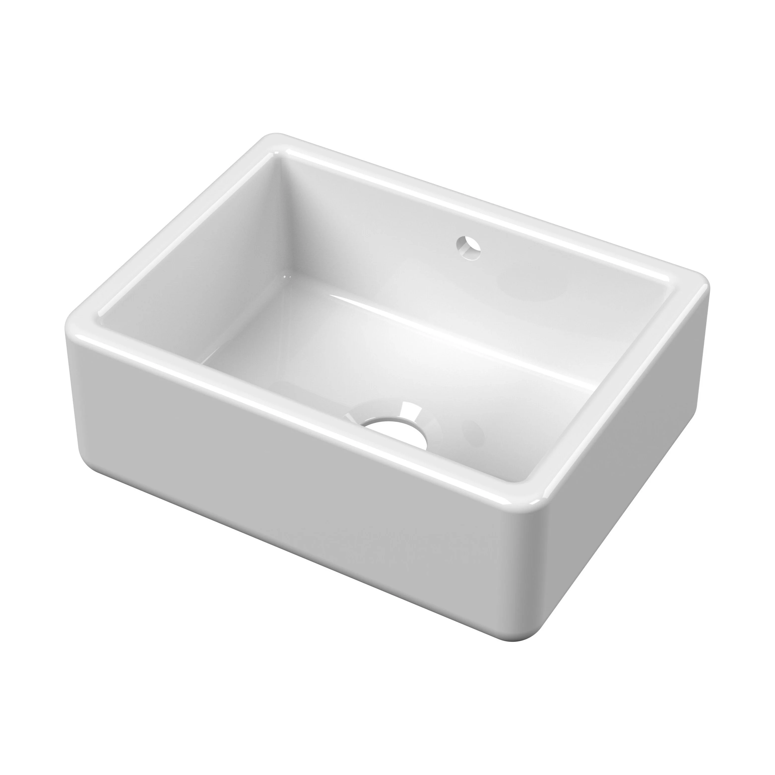 Traditional Single Bowl Fireclay Ceramic Butler Kitchen Sink with Overflow - 595mm - Image 5