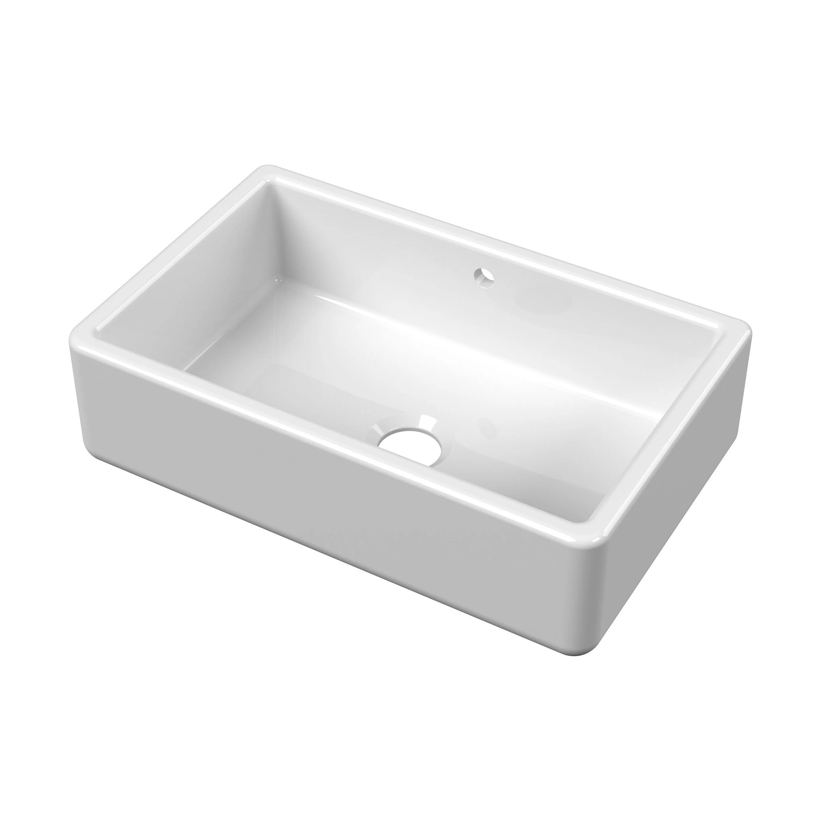 Traditional Single Bowl Fireclay Ceramic Butler Kitchen Sink with Overflow - 795mm - Image 5