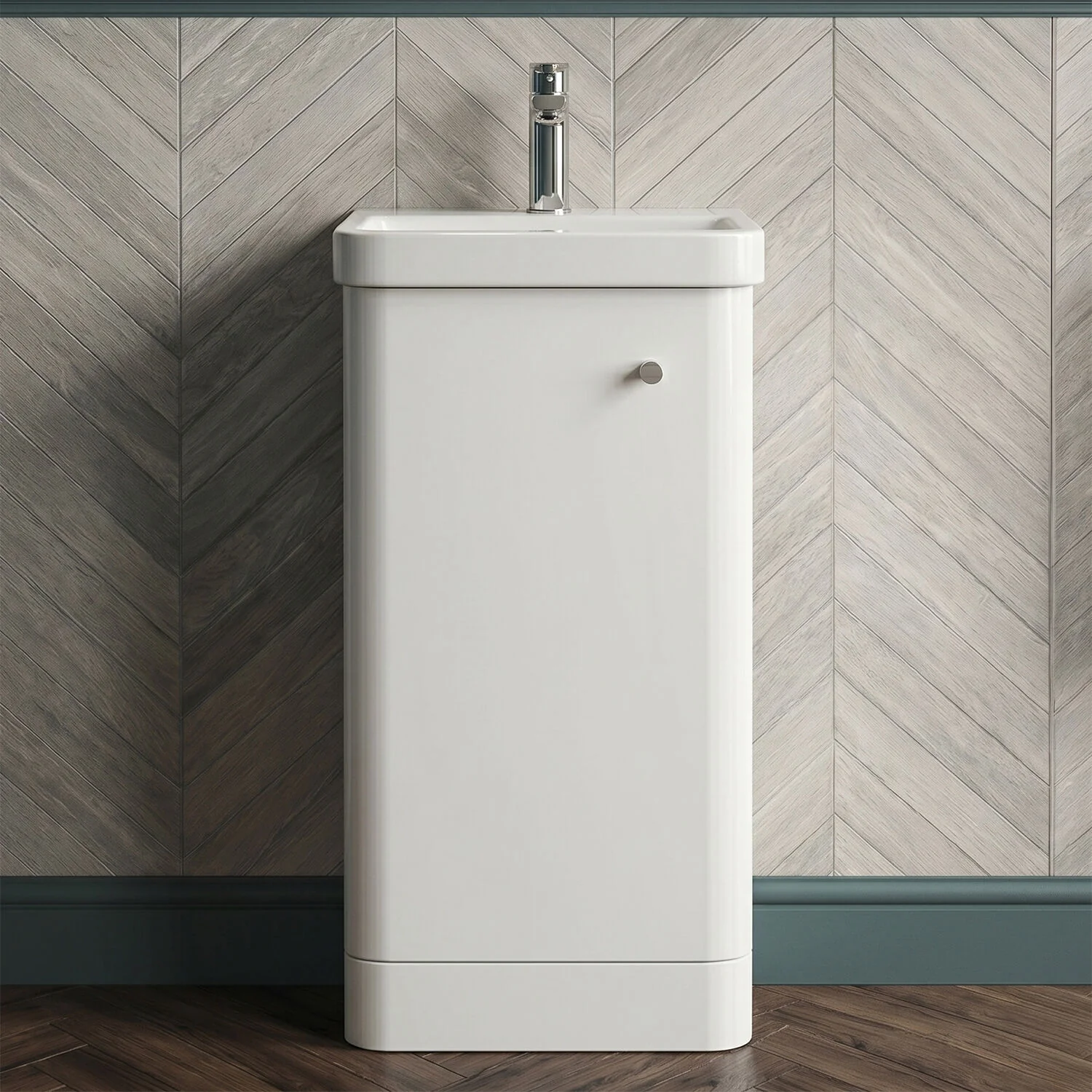 Flashbrook Floor Standing 1 Door Vanity Unit with Ceramic Basin - 400mm, Choice of Colour