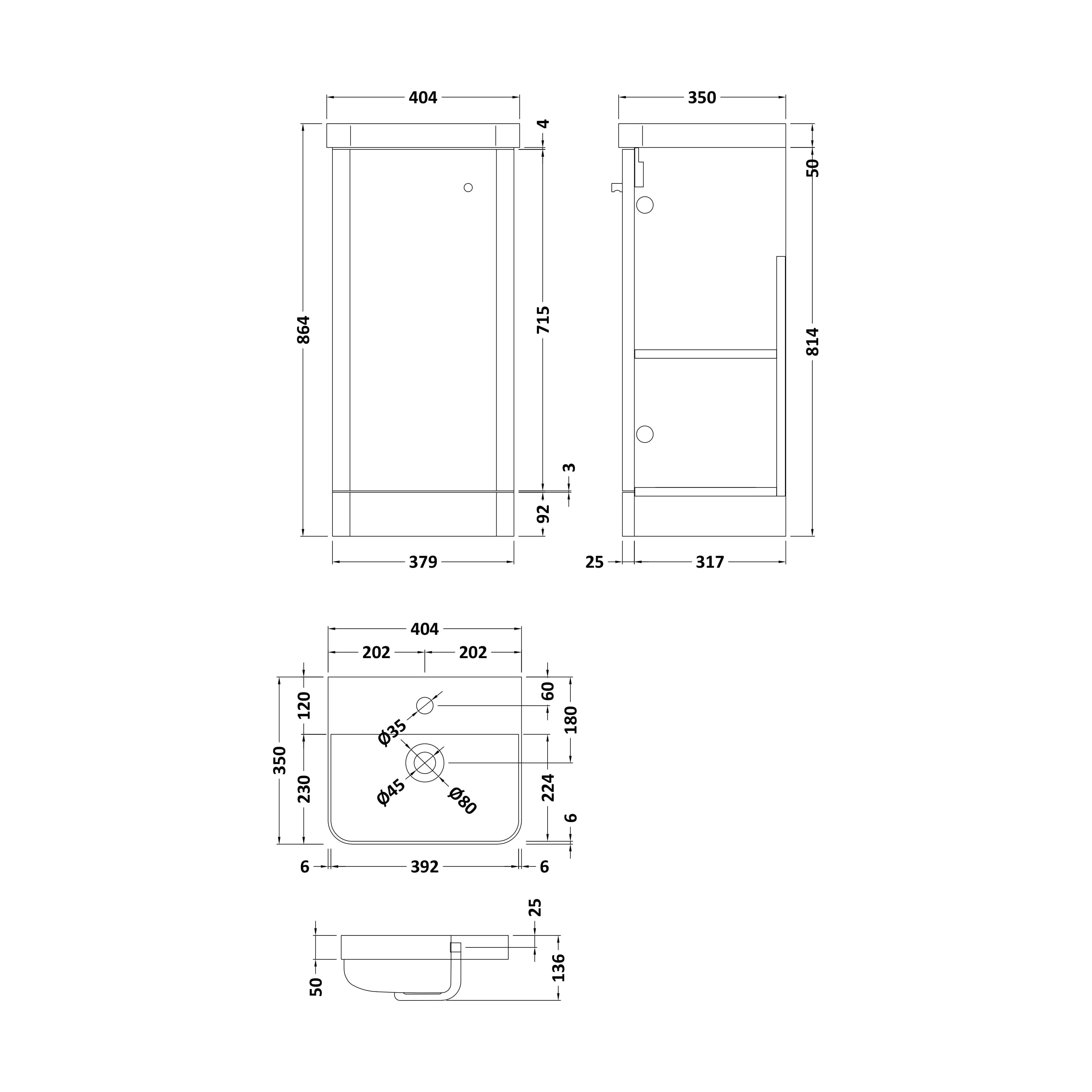 Flashbrook Floor Standing 1 Door Vanity Unit with Ceramic Basin - 400mm, Choice of Colour - Image 12