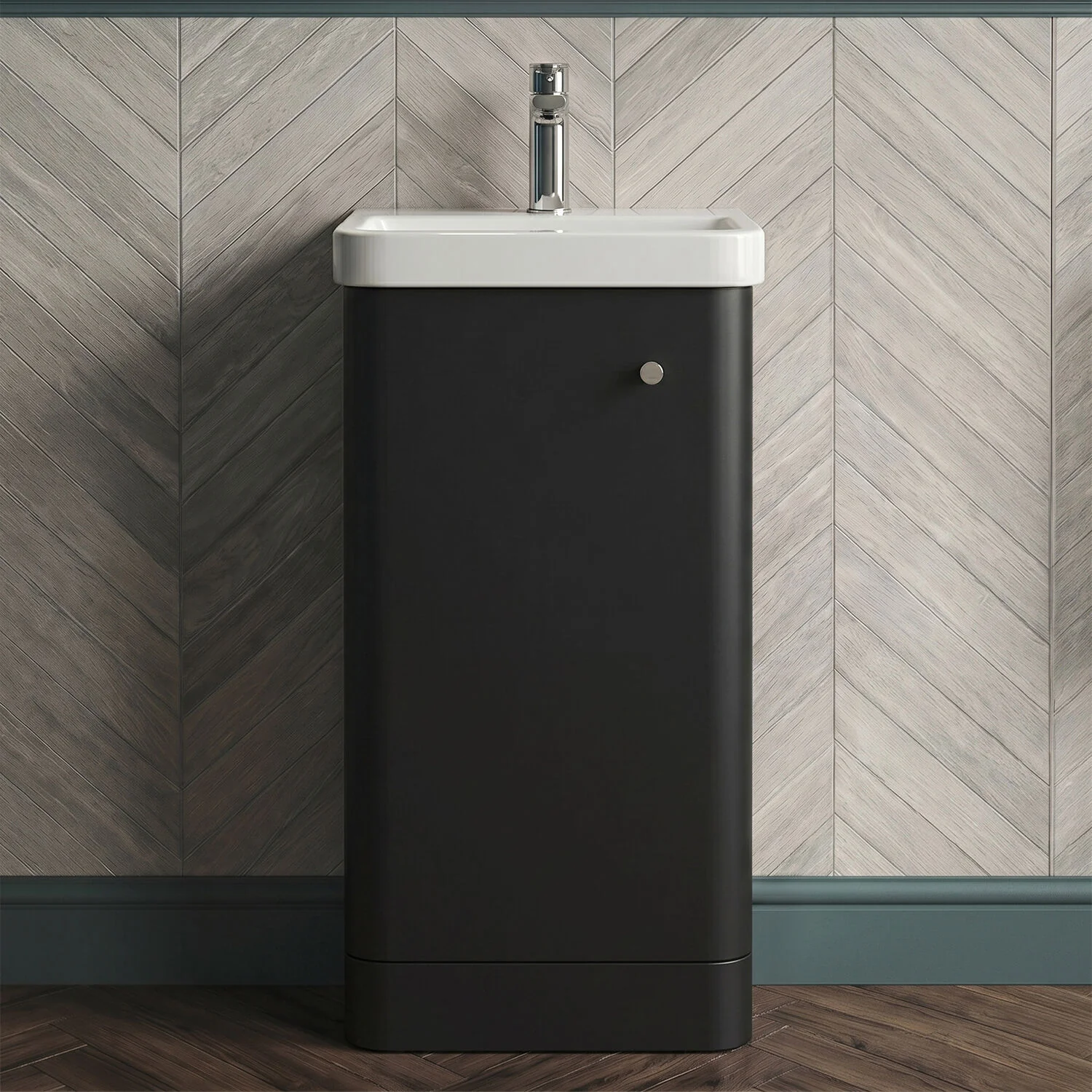Flashbrook Floor Standing 1 Door Vanity Unit with Ceramic Basin - 400mm, Choice of Colour - Image 2