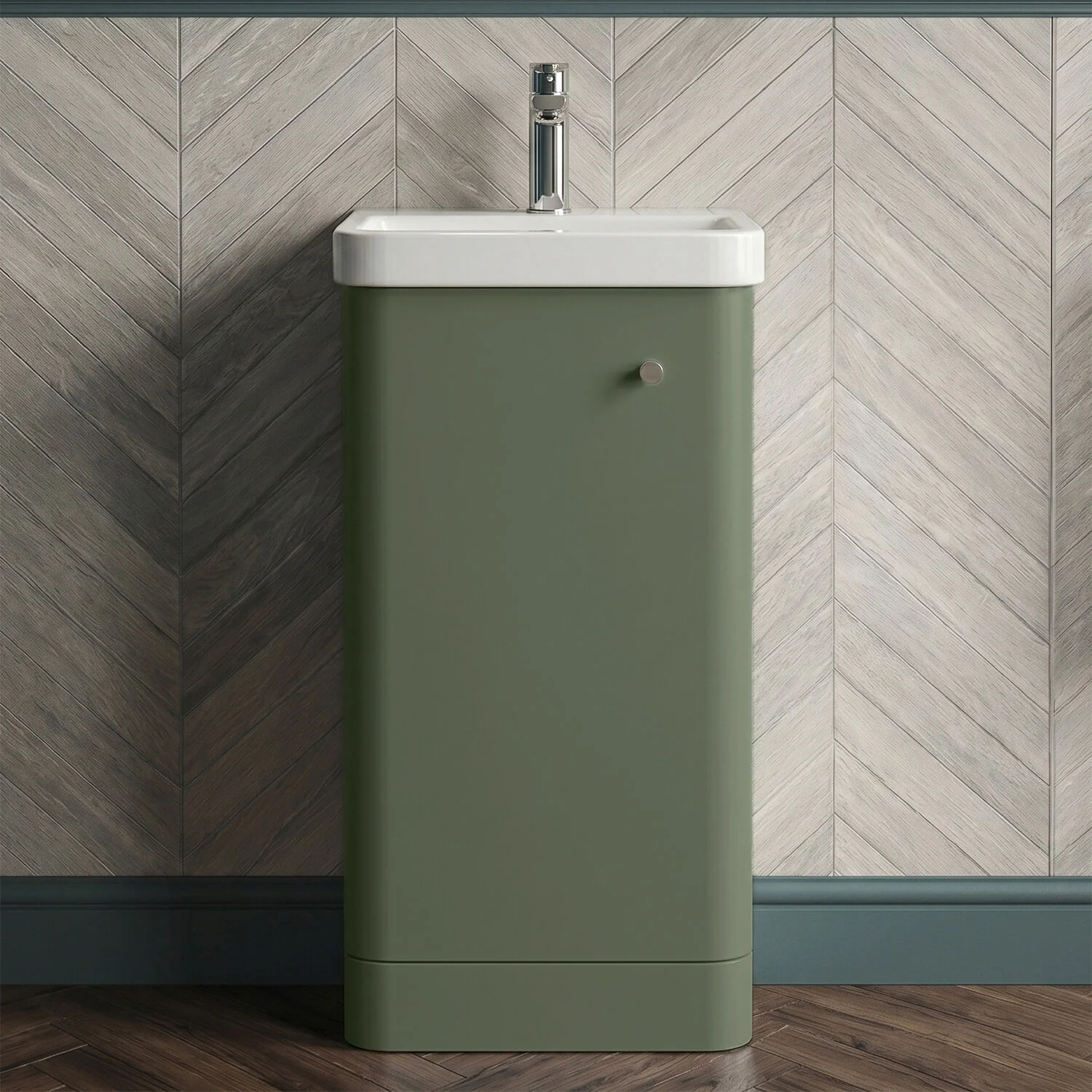 Flashbrook Floor Standing 1 Door Vanity Unit with Ceramic Basin - 400mm, Choice of Colour - Image 3
