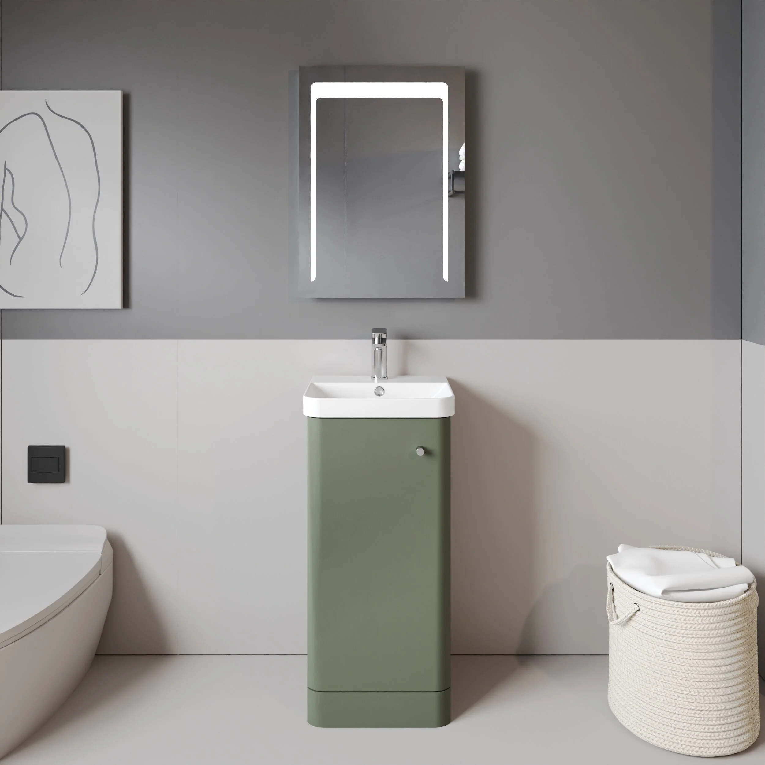 Flashbrook Floor Standing 1 Door Vanity Unit with Ceramic Basin - 400mm, Choice of Colour - Image 6