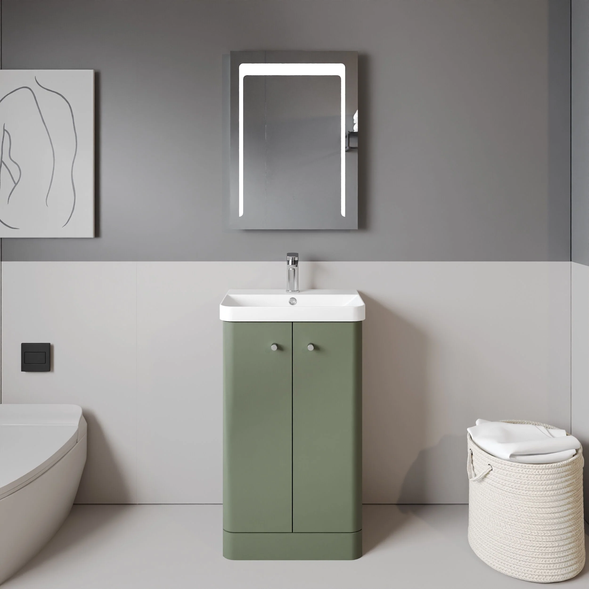 Flashbrook Contemporary Floor Standing 2 Door Vanity Unit with 1 Tap Hole Ceramic Basin - Choice of Size and Finish - Image 11