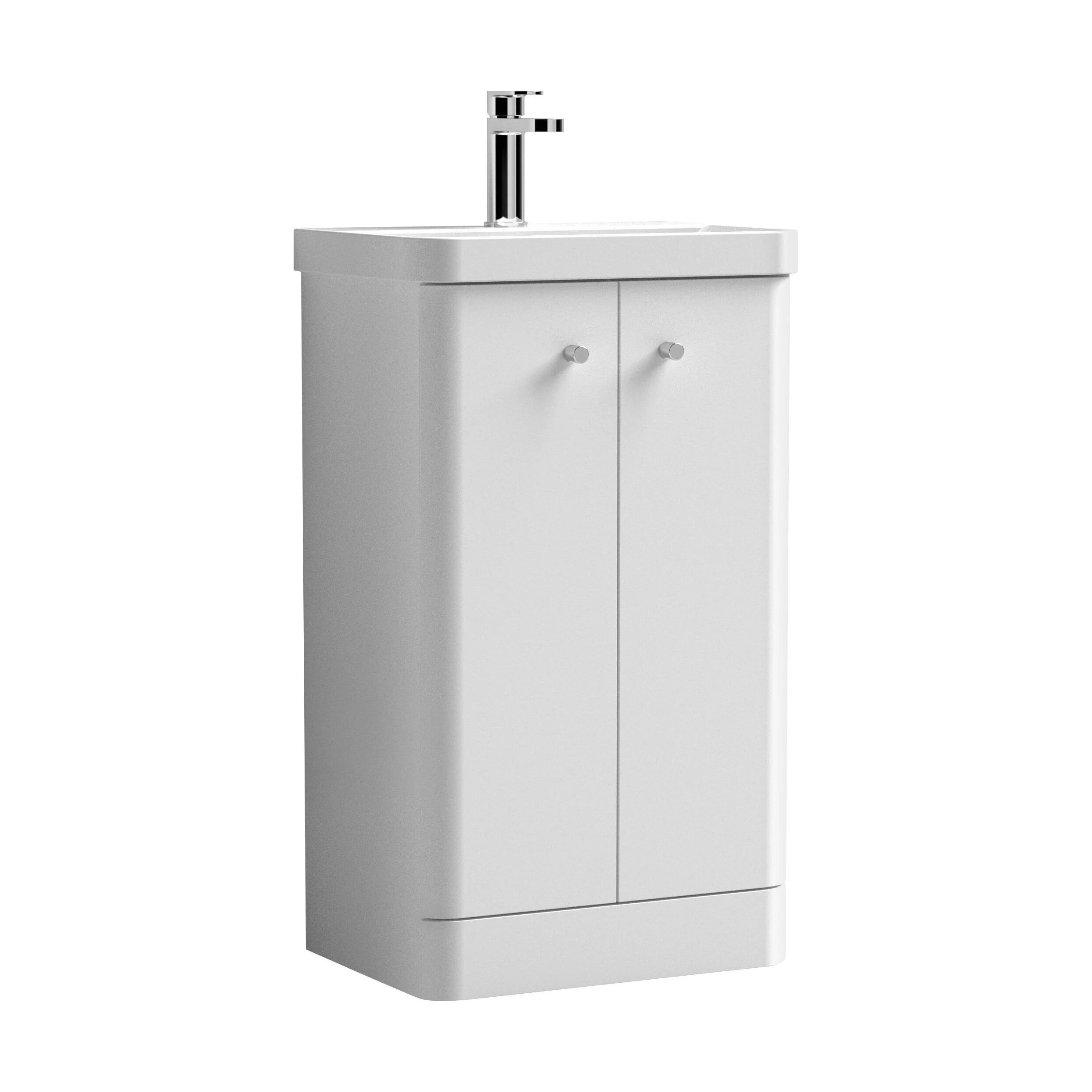 Flashbrook Contemporary Floor Standing 2 Door Vanity Unit with 1 Tap Hole Ceramic Basin - Choice of Size and Finish - Image 17