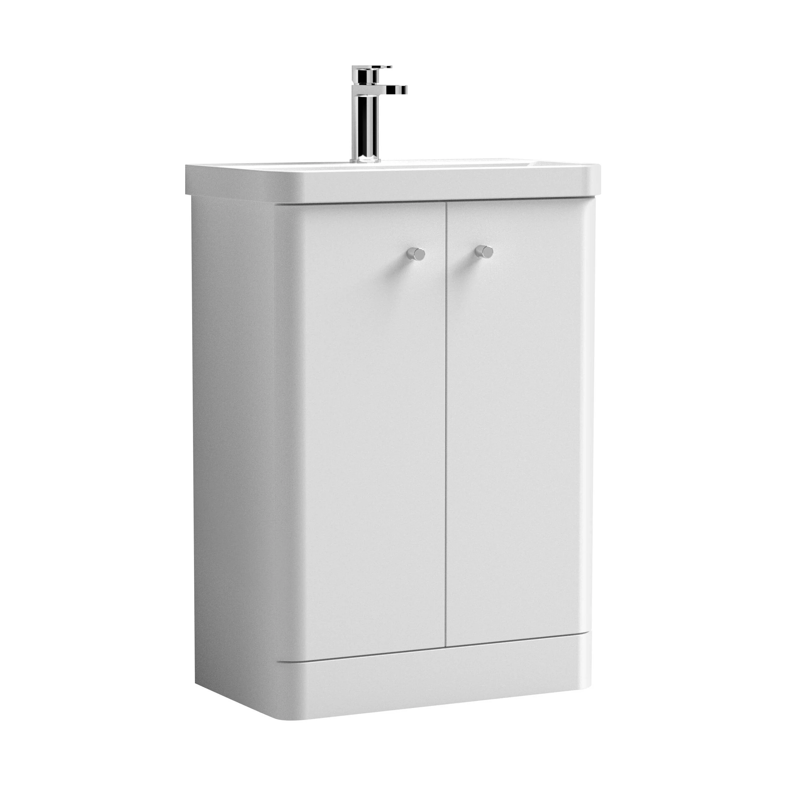 Flashbrook Contemporary Floor Standing 2 Door Vanity Unit with 1 Tap Hole Ceramic Basin - Choice of Size and Finish - Image 18