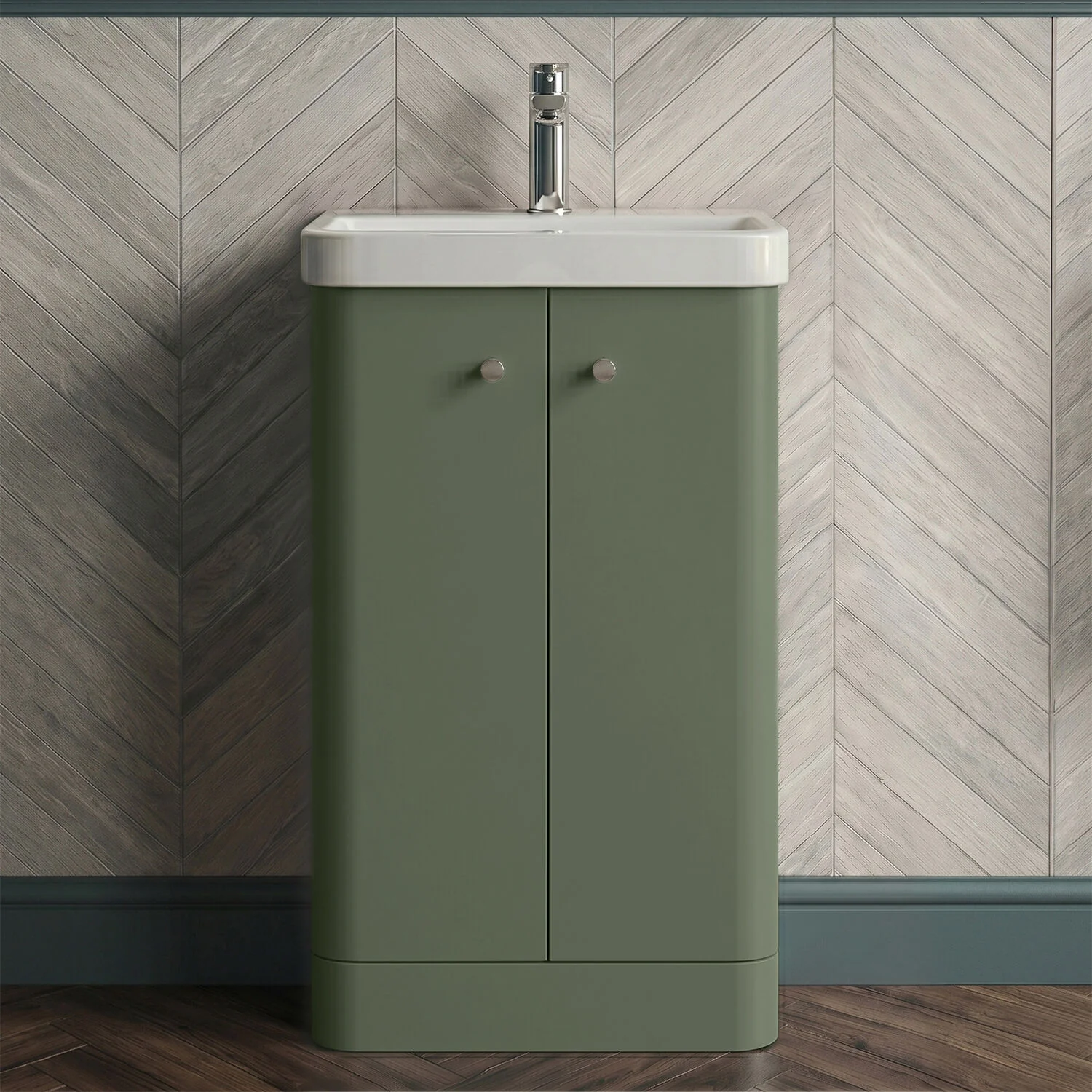 Flashbrook Contemporary Floor Standing 2 Door Vanity Unit with 1 Tap Hole Ceramic Basin - Choice of Size and Finish - Image 5
