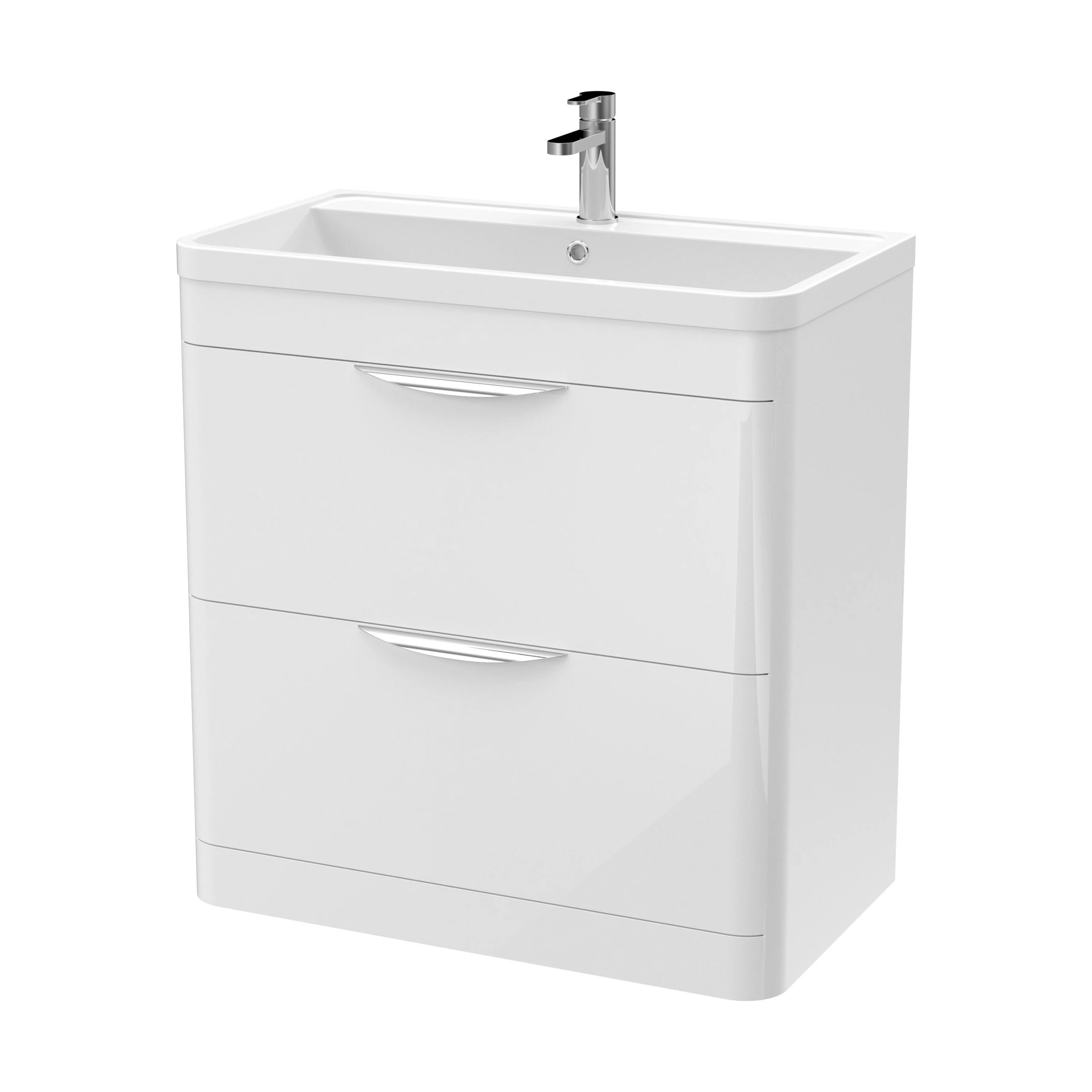 Aldershawe Floor Standing 2 Drawer Bathroom Vanity Basin Unit with Ceramic Basin, 800mm - Image 10