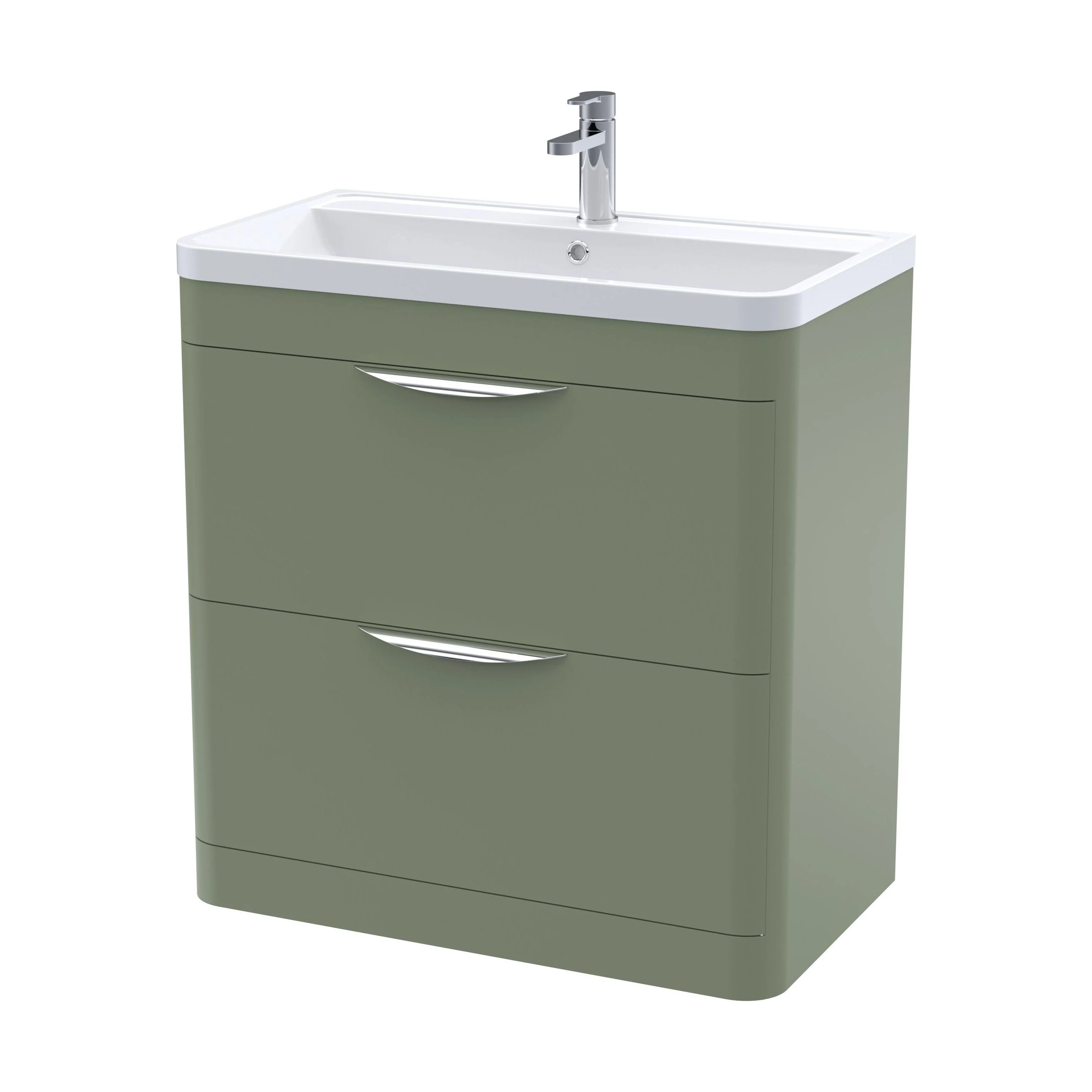Aldershawe Floor Standing 2 Drawer Bathroom Vanity Basin Unit with Ceramic Basin, 800mm - Image 12