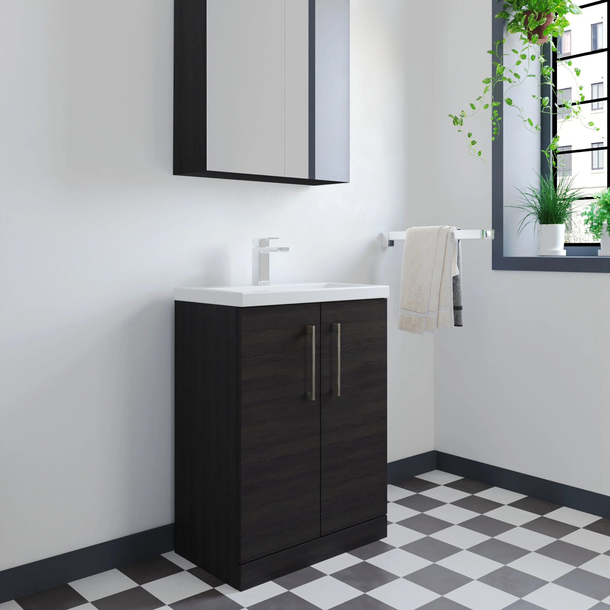 Bramshall Floor Standing Cloakroom Vanity Basin Unit with Choice of Finish, Handle Finish and Size - Image 105