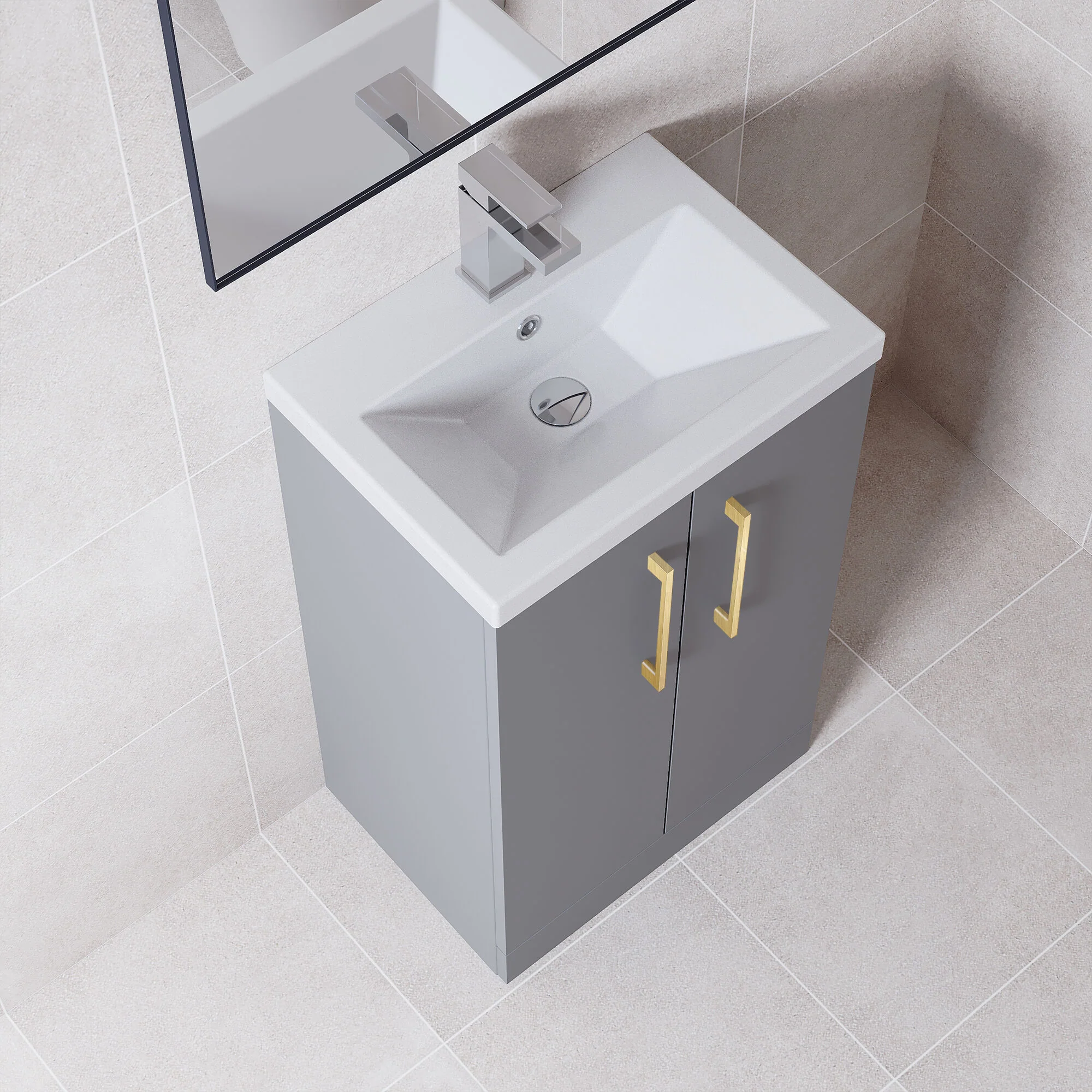 Bramshall Floor Standing Cloakroom Vanity Basin Unit with Choice of Finish, Handle Finish and Size - Image 121