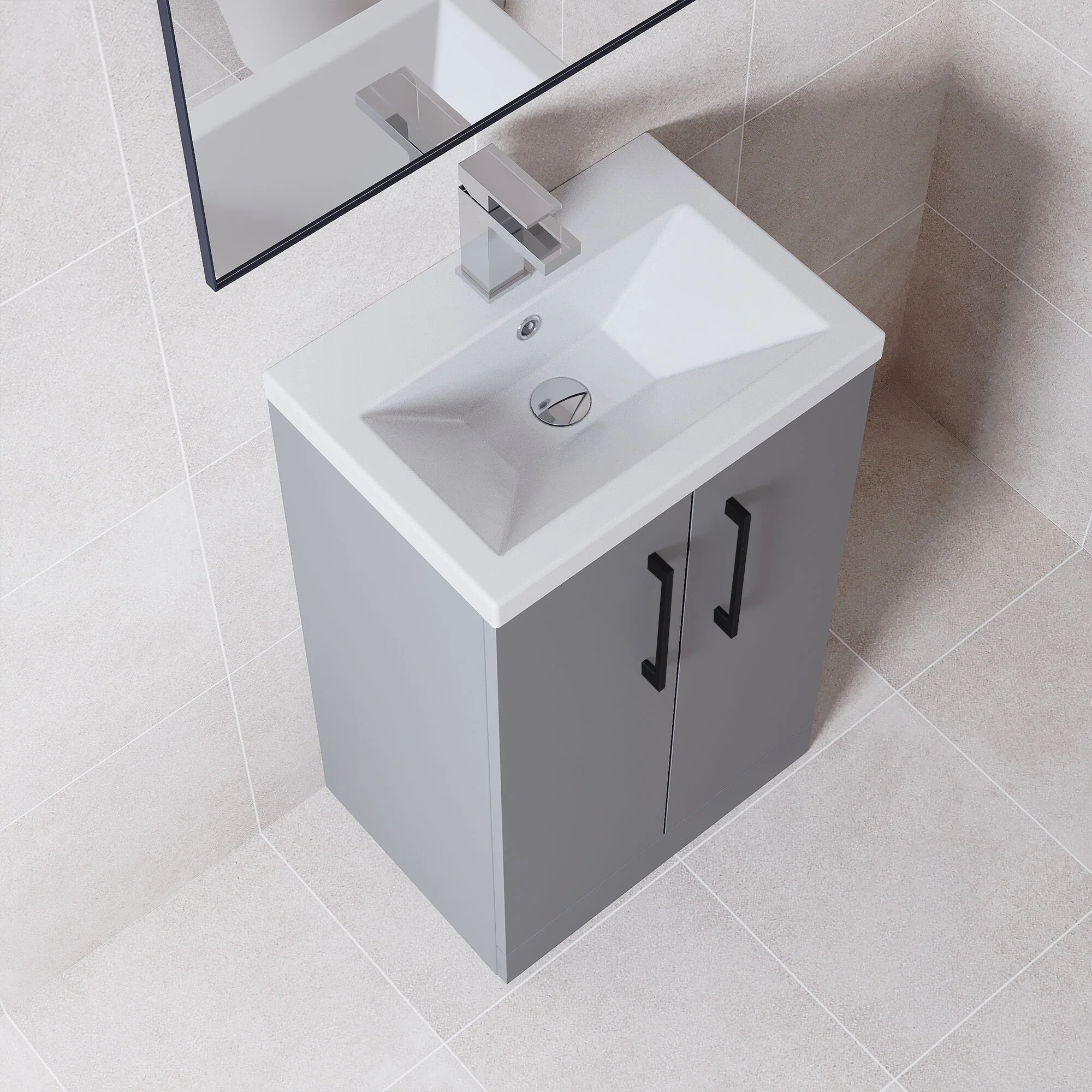 Bramshall Floor Standing Cloakroom Vanity Basin Unit with Choice of Finish, Handle Finish and Size - Image 122