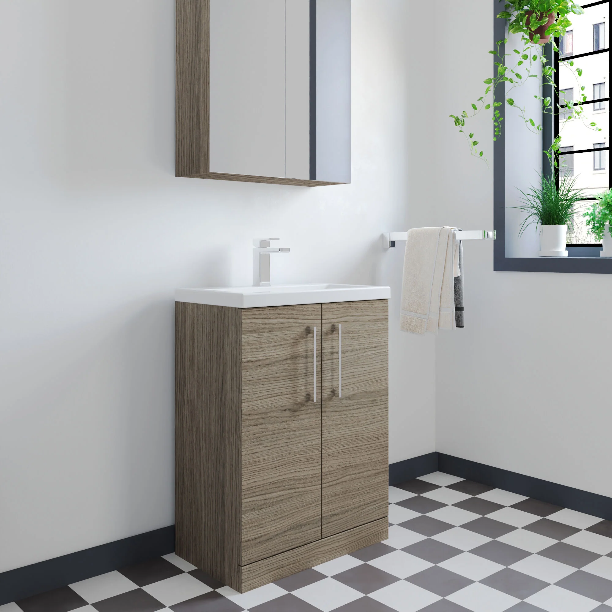 Bramshall Floor Standing Cloakroom Vanity Basin Unit with Choice of Finish, Handle Finish and Size - Image 132