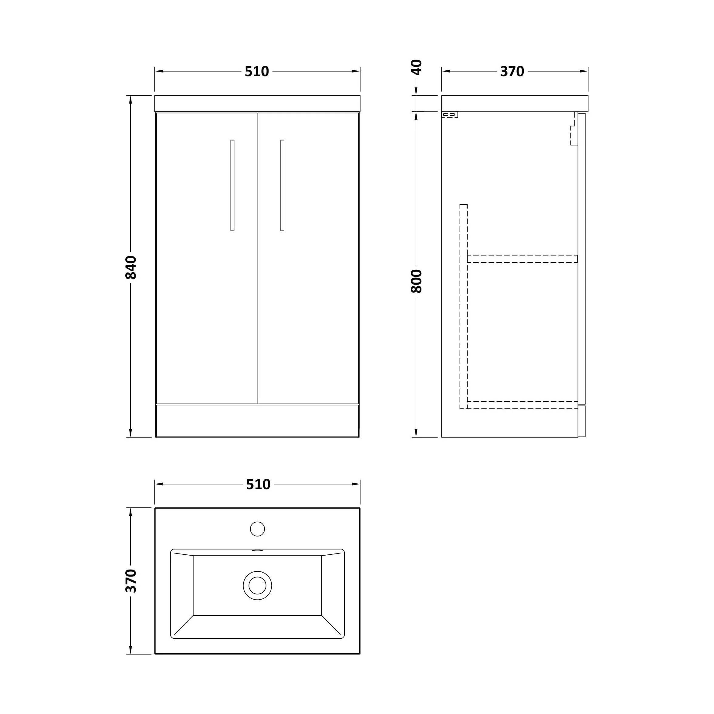 Bramshall Floor Standing Cloakroom Vanity Basin Unit with Choice of Finish, Handle Finish and Size - Image 206
